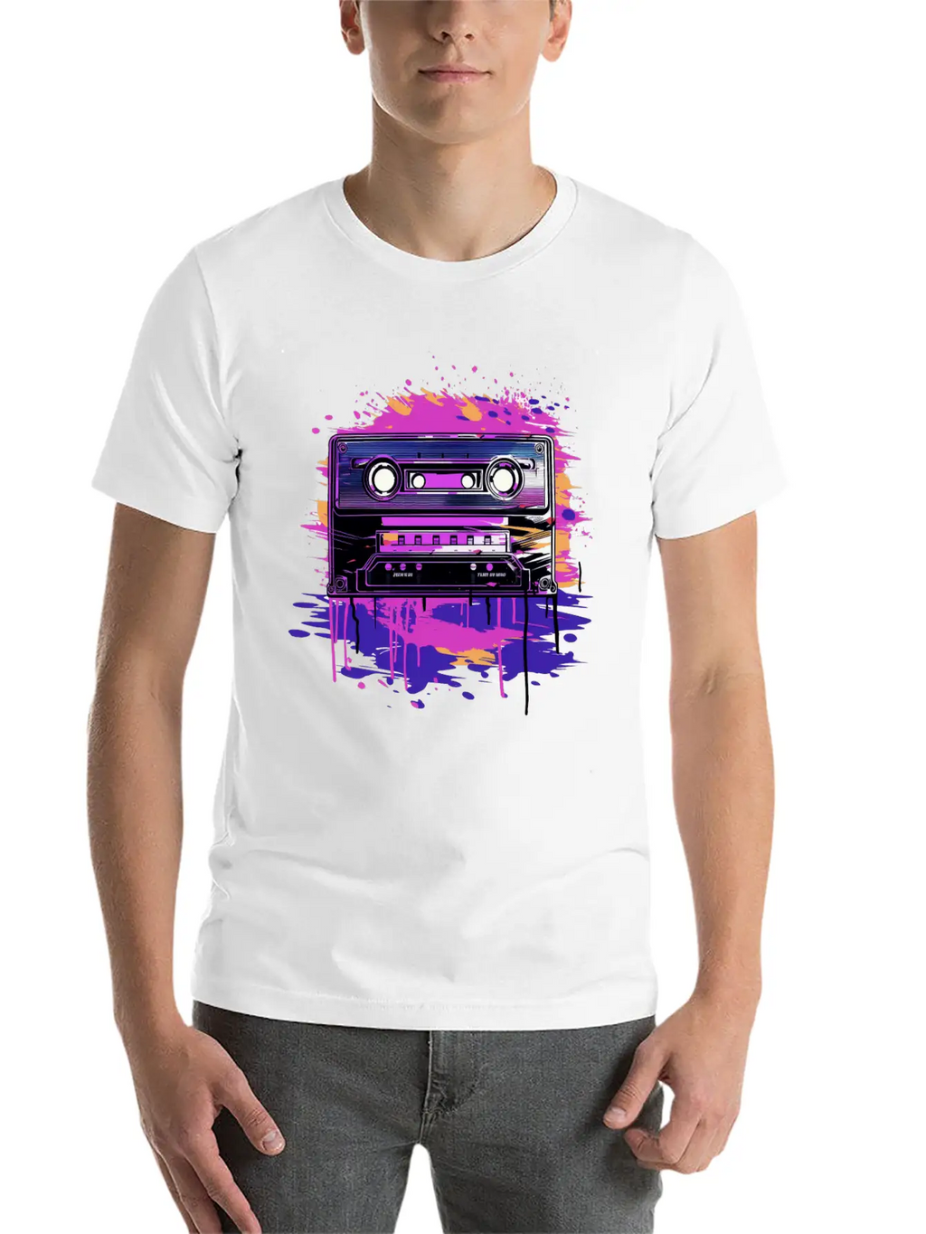 Retro Purple Groove Essential Cotton Tee For Daily Outfits – Unisex Style