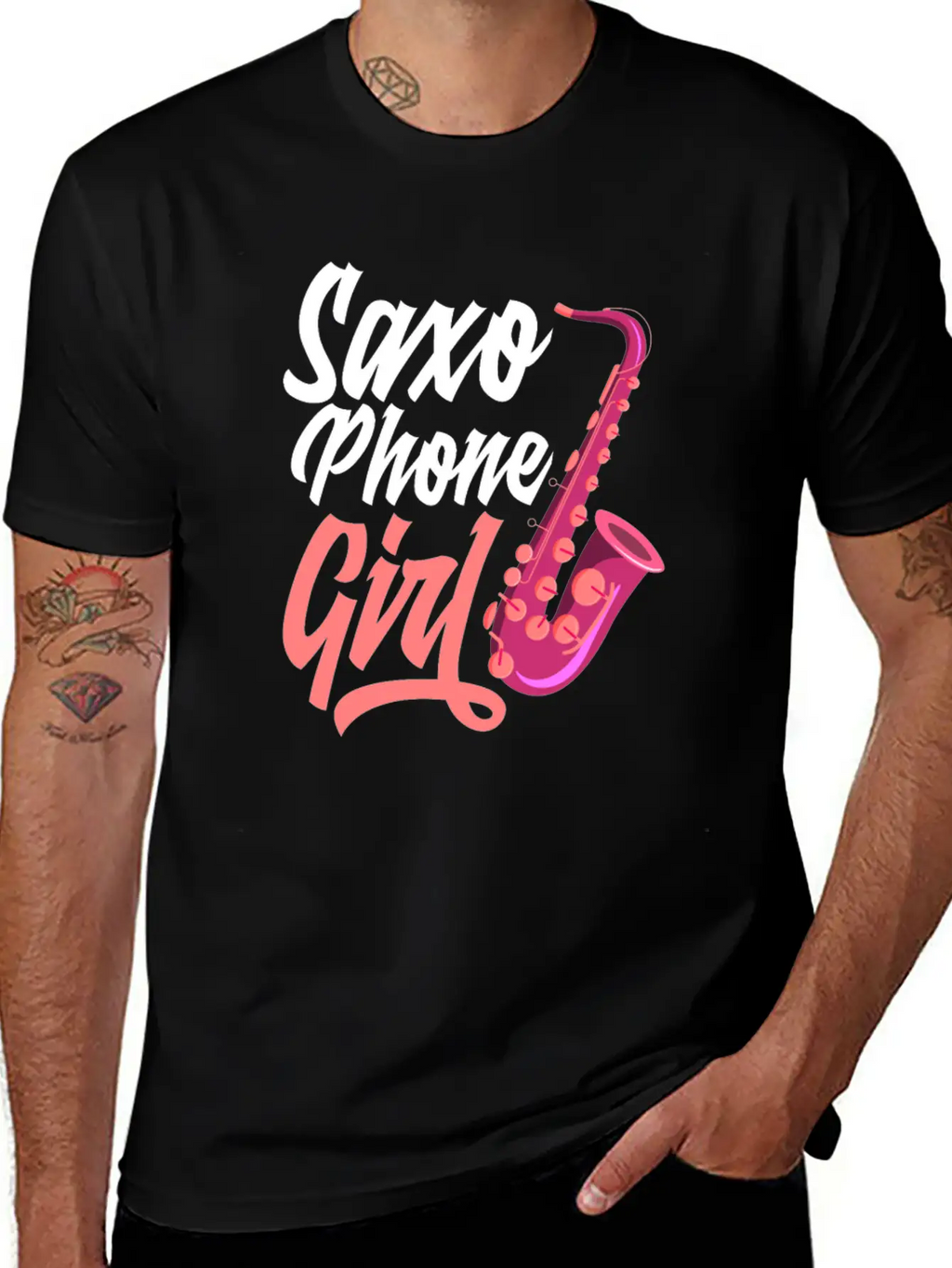 Retro Saxophone Jazz Saxophone Girl Gift Breathable Soft Cotton T-Shirt – Timeless Casual Look