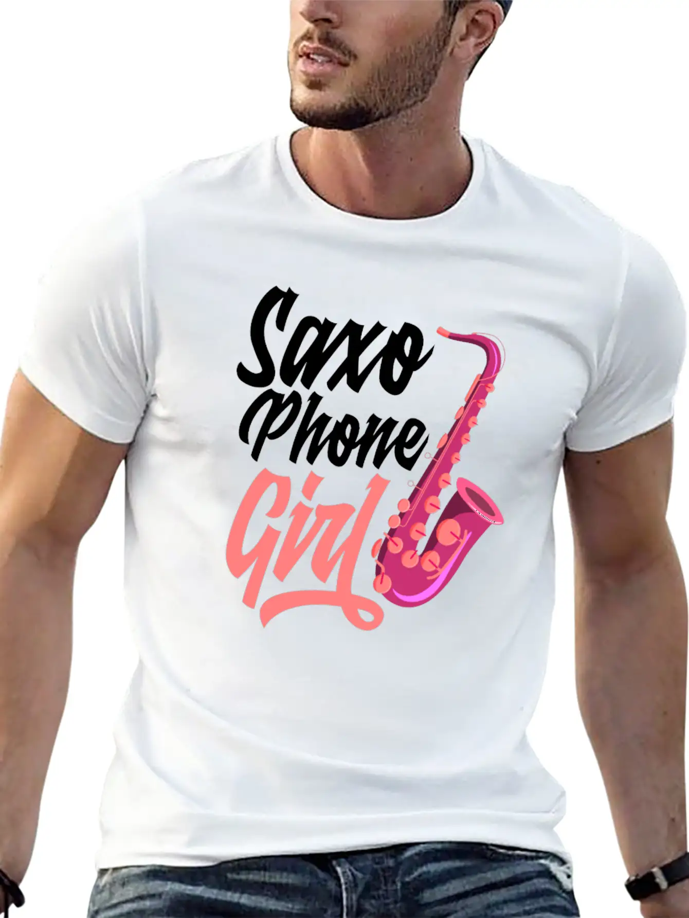 Retro Saxophone Jazz Saxophone Girl Gift Breathable Soft Cotton T-Shirt – Timeless Casual Look