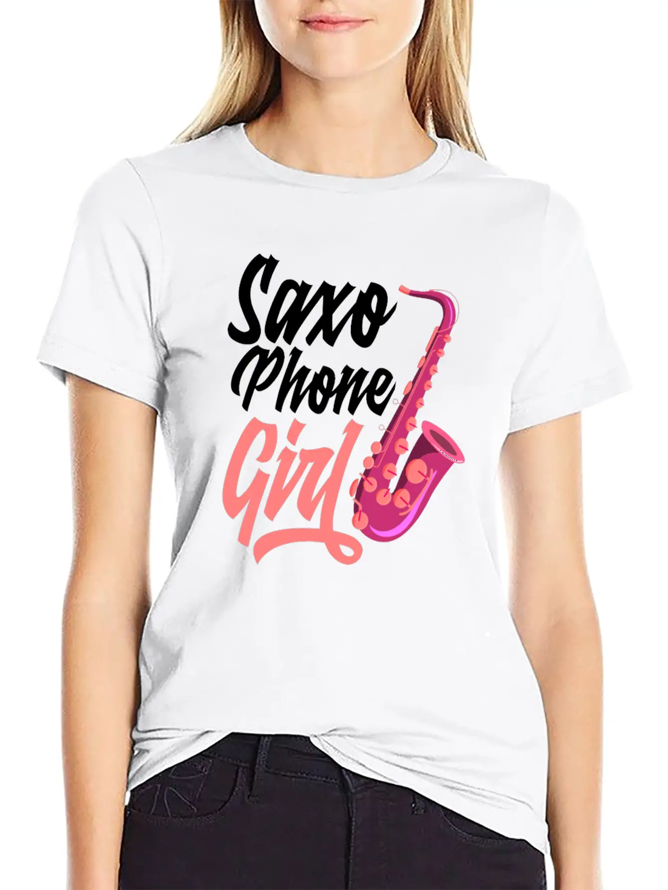 Retro Saxophone Jazz Saxophone Girl Gift Breathable Soft Cotton T-Shirt – Timeless Casual Look