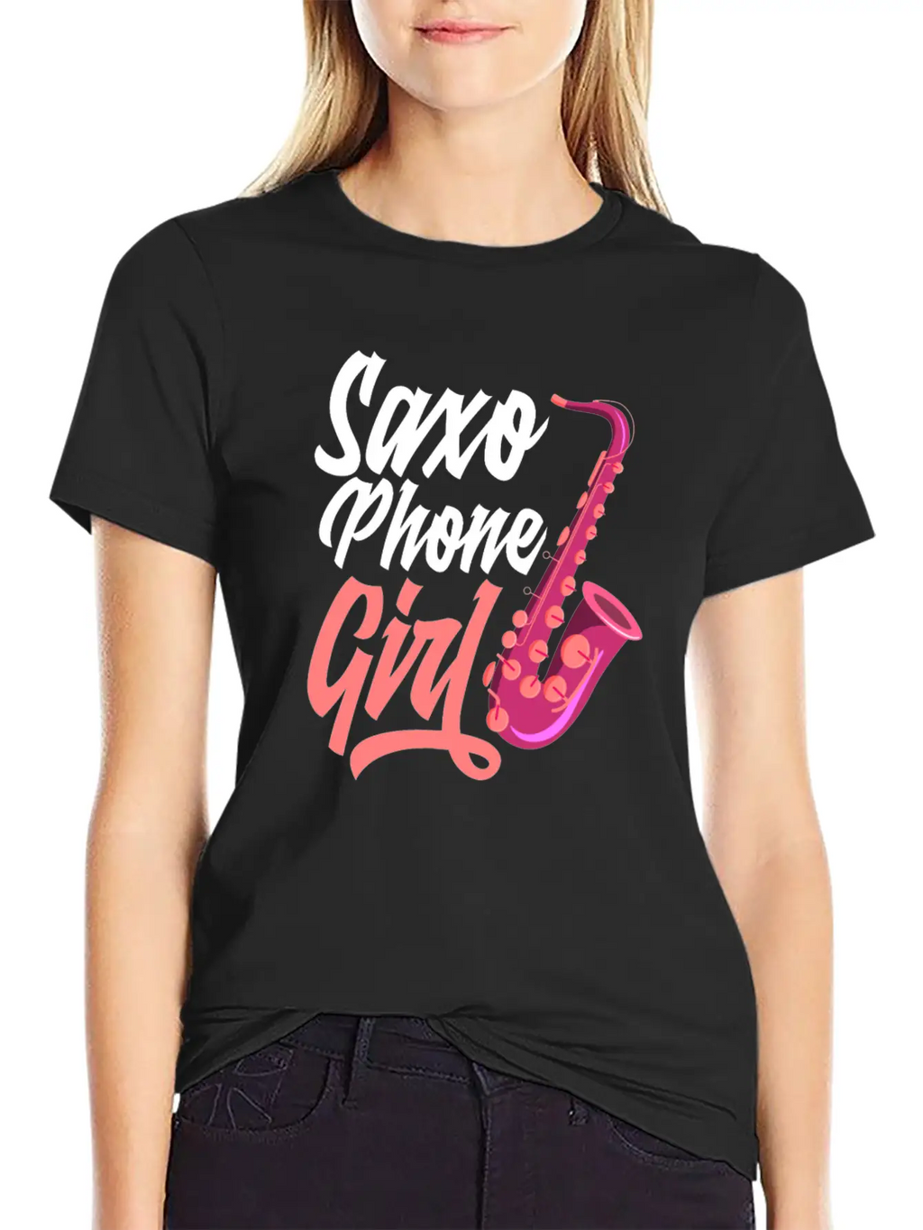 Retro Saxophone Jazz Saxophone Girl Gift Breathable Soft Cotton T-Shirt – Timeless Casual Look