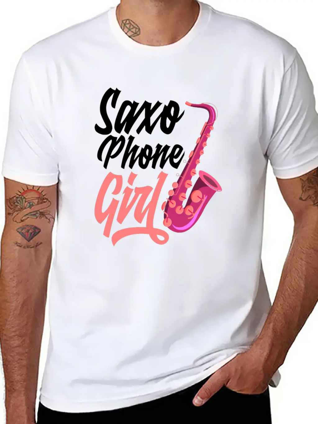 Retro Saxophone Jazz Saxophone Girl Gift Breathable Soft Cotton T-Shirt – Timeless Casual Look