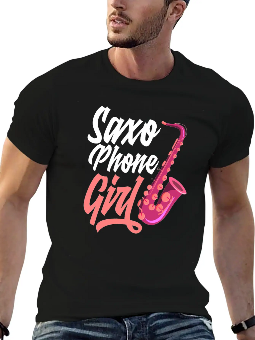 Retro Saxophone Jazz Saxophone Girl Gift Breathable Soft Cotton T-Shirt – Timeless Casual Look