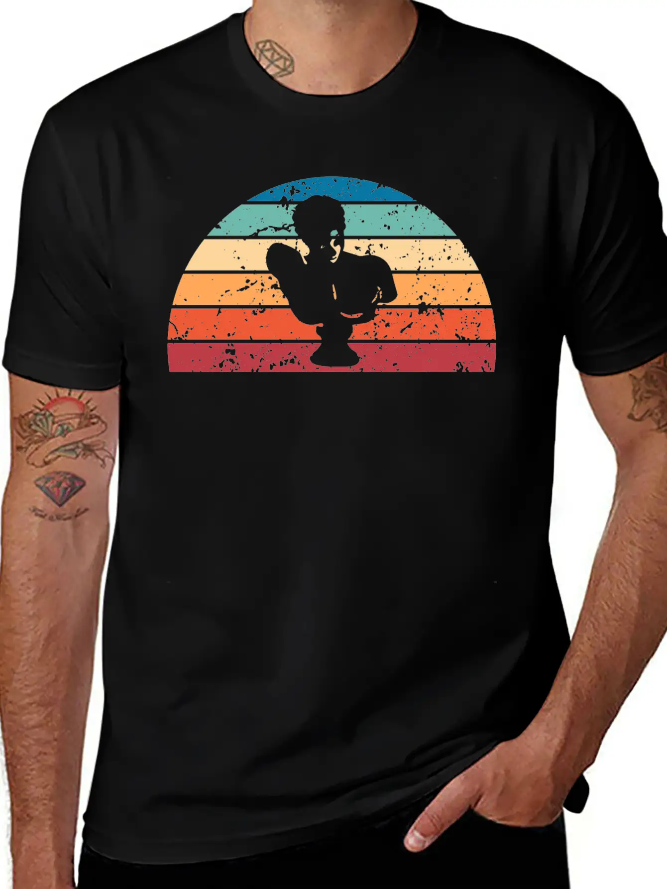 Retro Sculpturing Sunset Vintage Architecture Unisex Short Sleeve Soft Cotton T-Shirt – Casual Everyday Wear