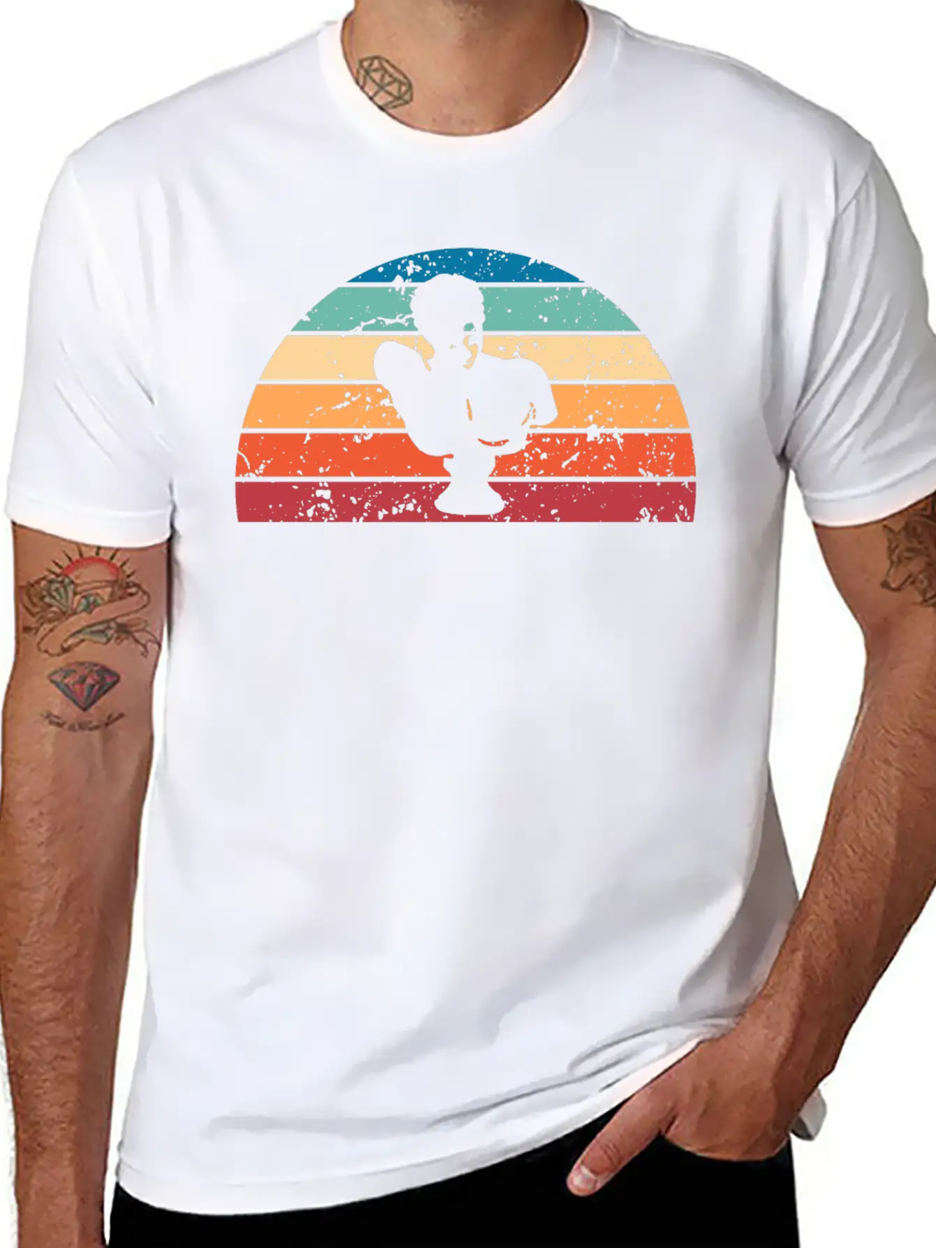 Retro Sculpturing Sunset Vintage Architecture Unisex Short Sleeve Soft Cotton T-Shirt – Casual Everyday Wear