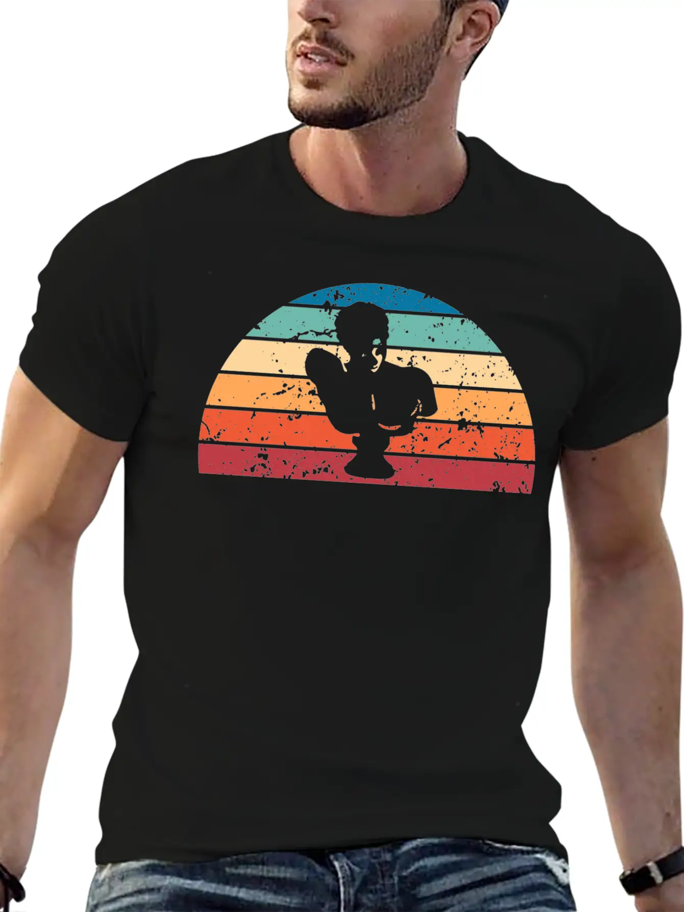 Retro Sculpturing Sunset Vintage Architecture Unisex Short Sleeve Soft Cotton T-Shirt – Casual Everyday Wear