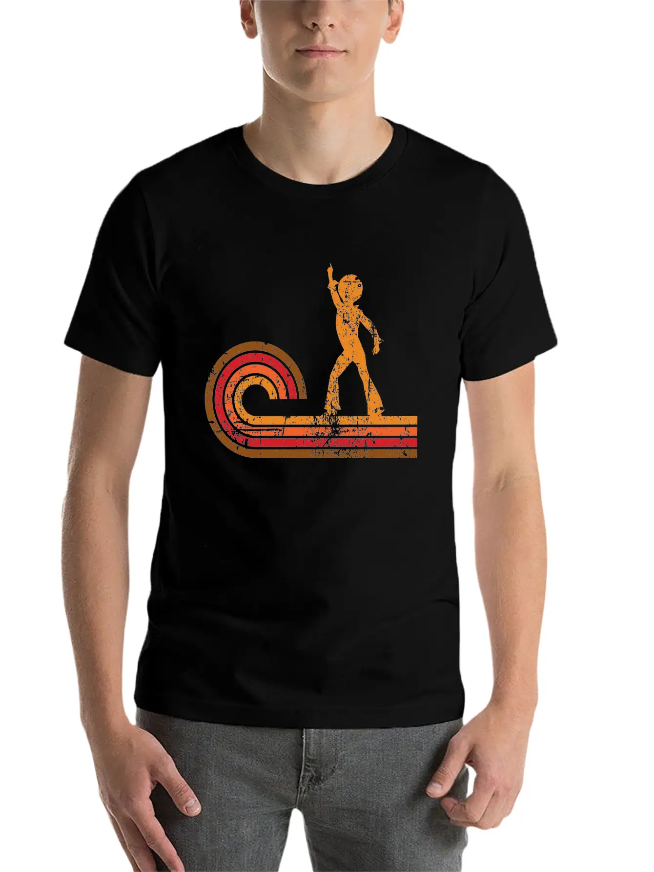 Retro Style Disco Dancer Silhouette Disco Casual Graphic T-Shirt – Simple And Comfortable Daily Wear