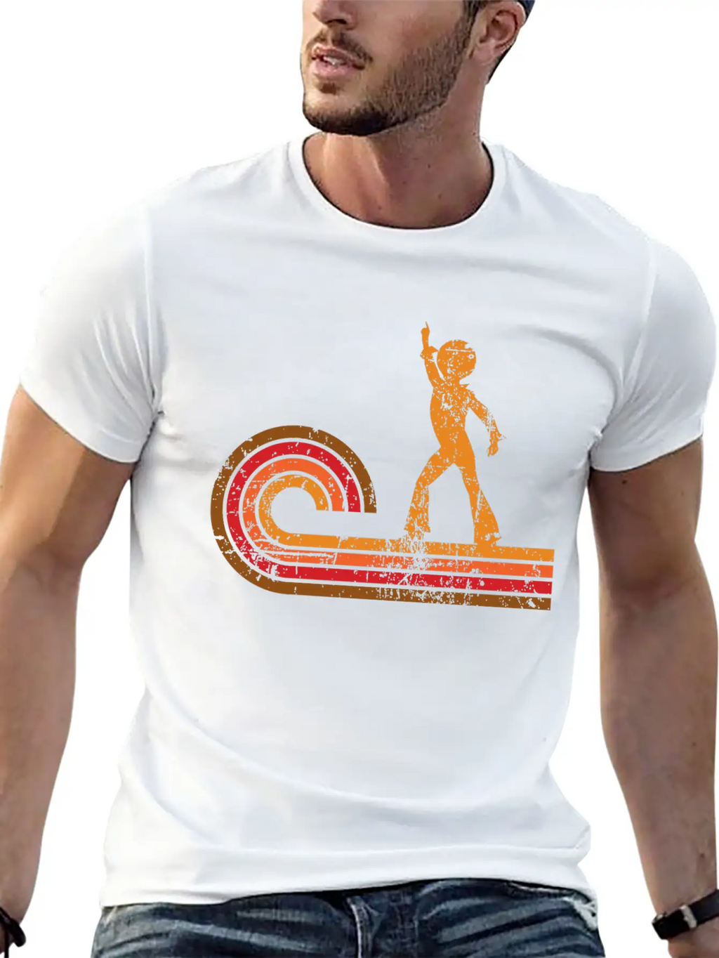 Retro Style Disco Dancer Silhouette Disco Casual Graphic T-Shirt – Simple And Comfortable Daily Wear