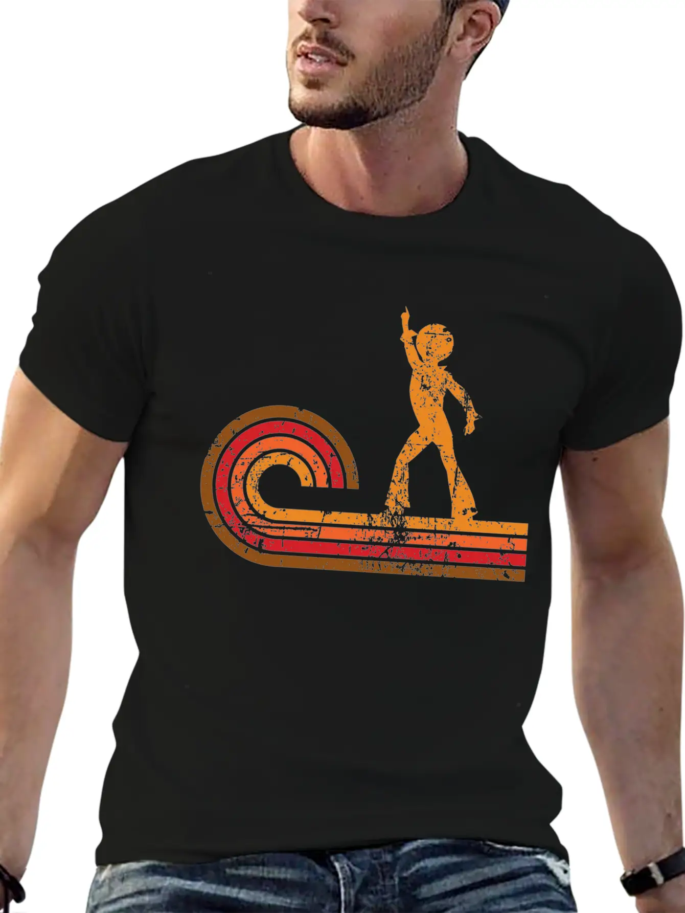 Retro Style Disco Dancer Silhouette Disco Casual Graphic T-Shirt – Simple And Comfortable Daily Wear