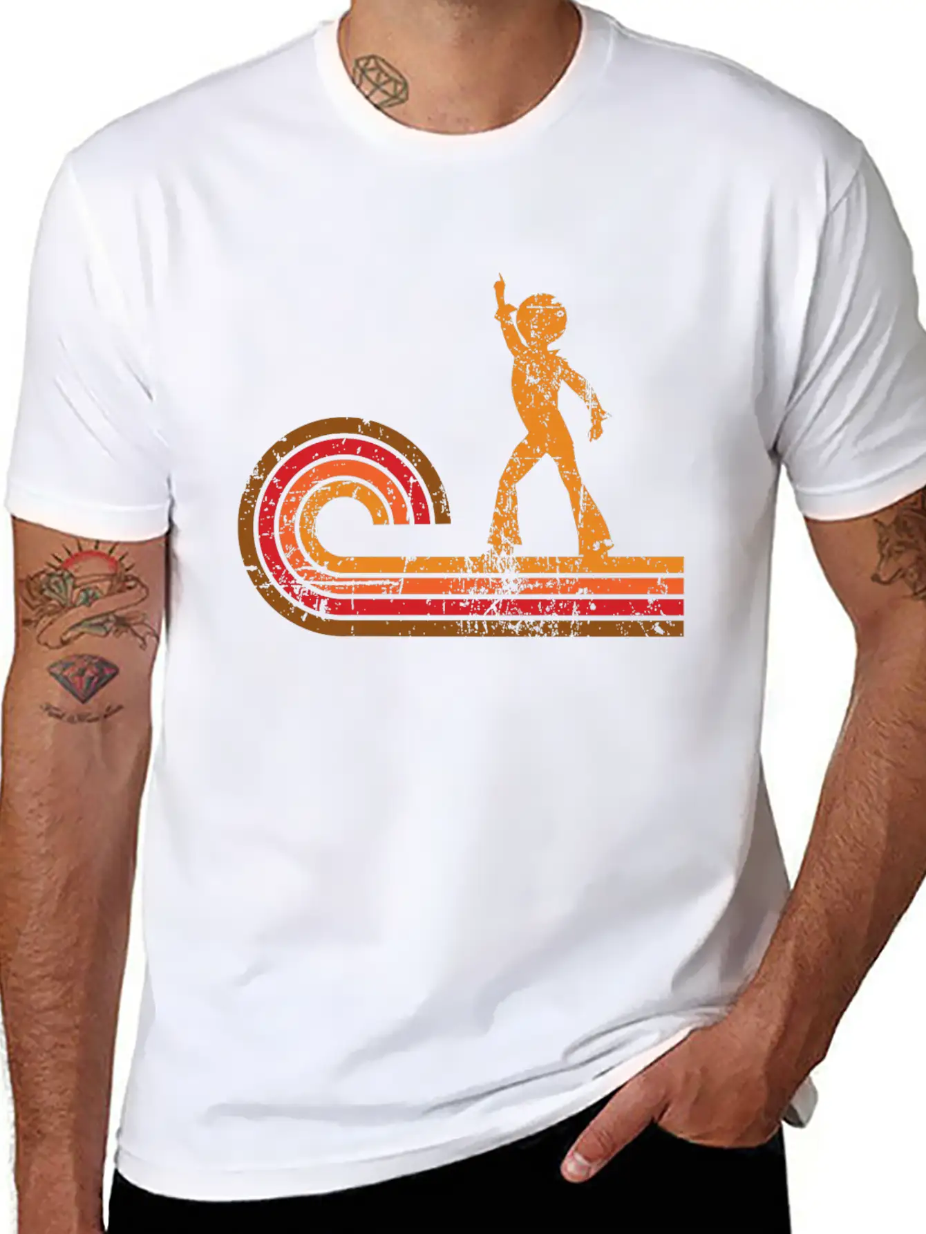 Retro Style Disco Dancer Silhouette Disco Casual Graphic T-Shirt – Simple And Comfortable Daily Wear