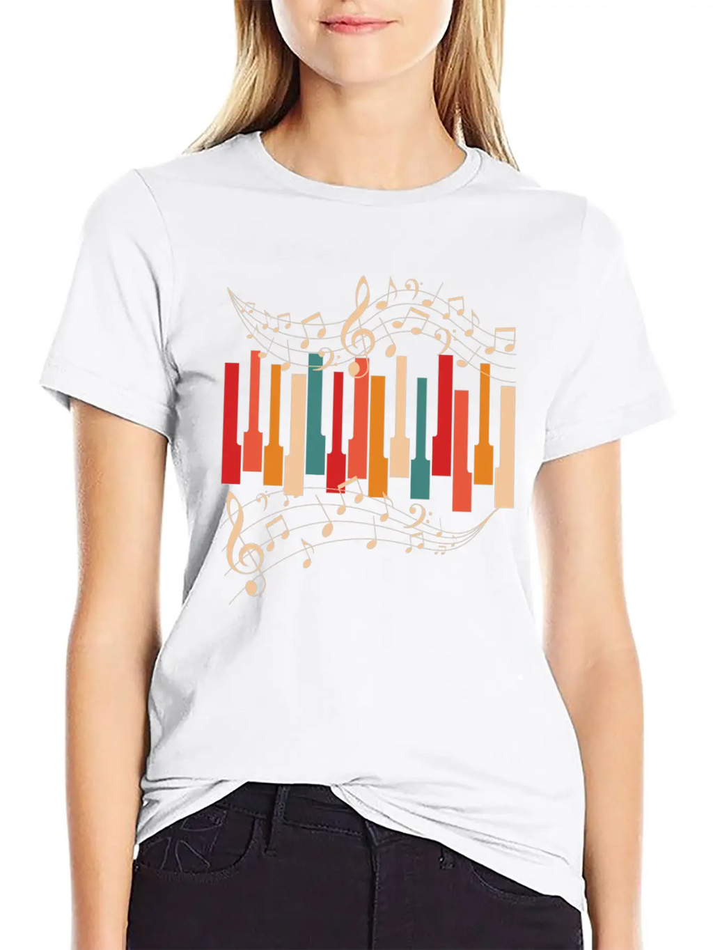 Retro Style Piano Musician Essential Cotton Tee For Daily Outfits – Unisex Style