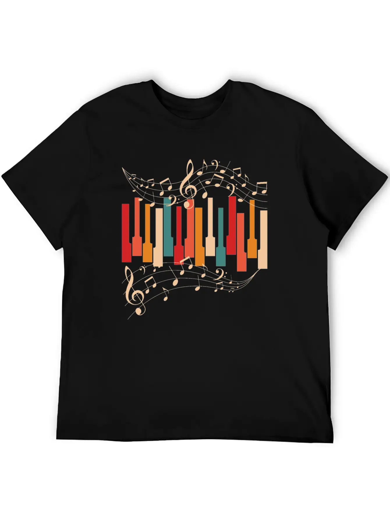 Retro Style Piano Musician Essential Cotton Tee For Daily Outfits – Unisex Style