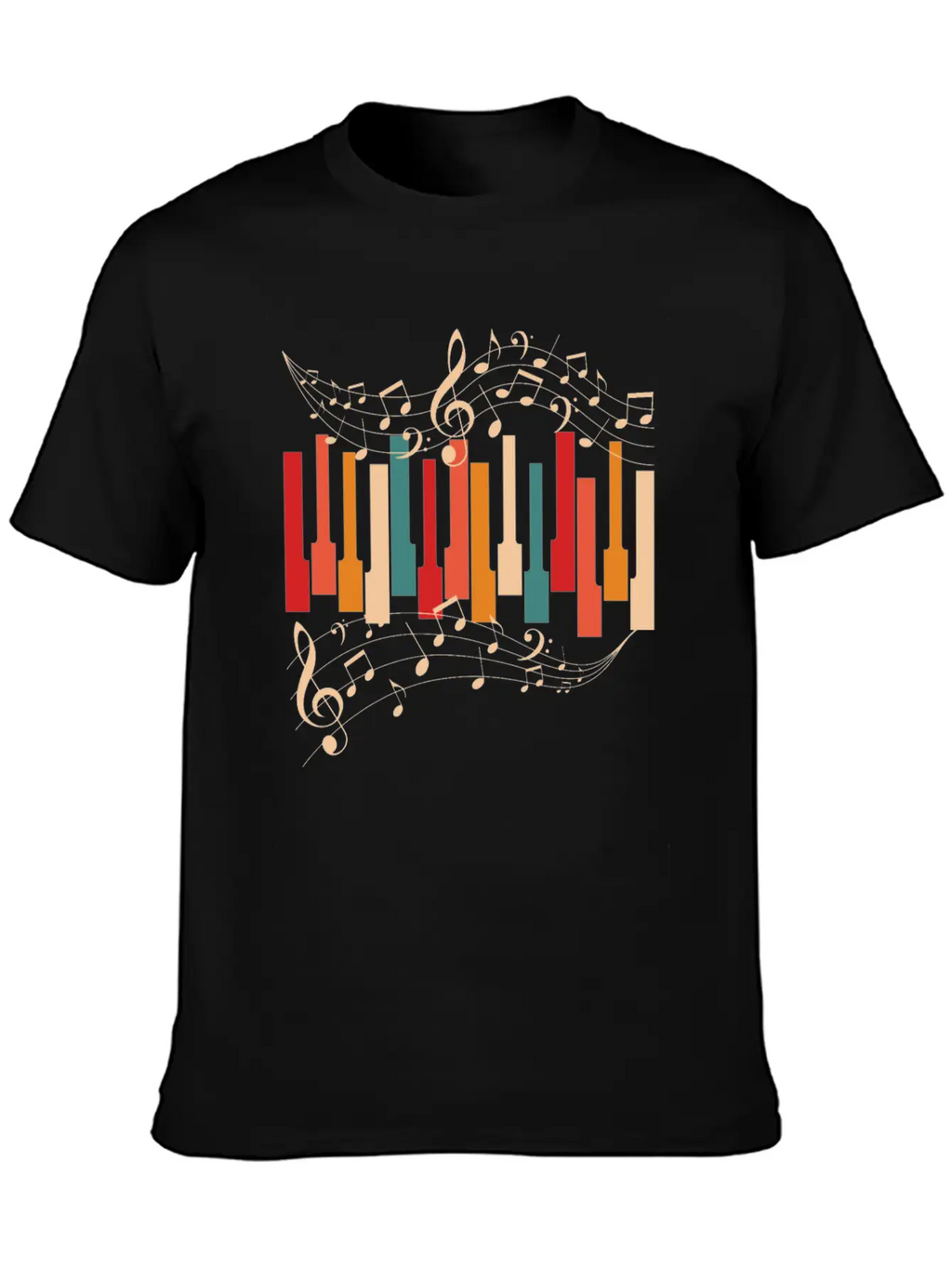 Retro Style Piano Musician Essential Cotton Tee For Daily Outfits – Unisex Style