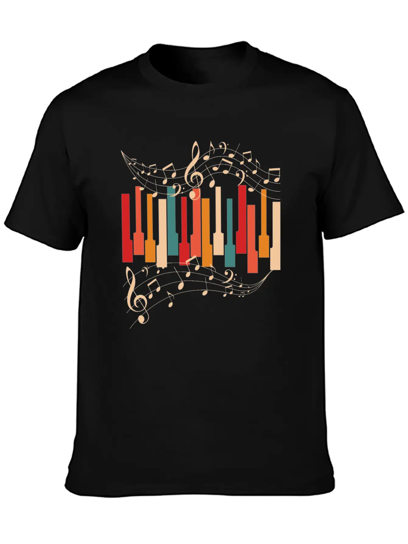 Retro Style Piano Musician Essential Cotton Tee For Daily Outfits – Unisex Style