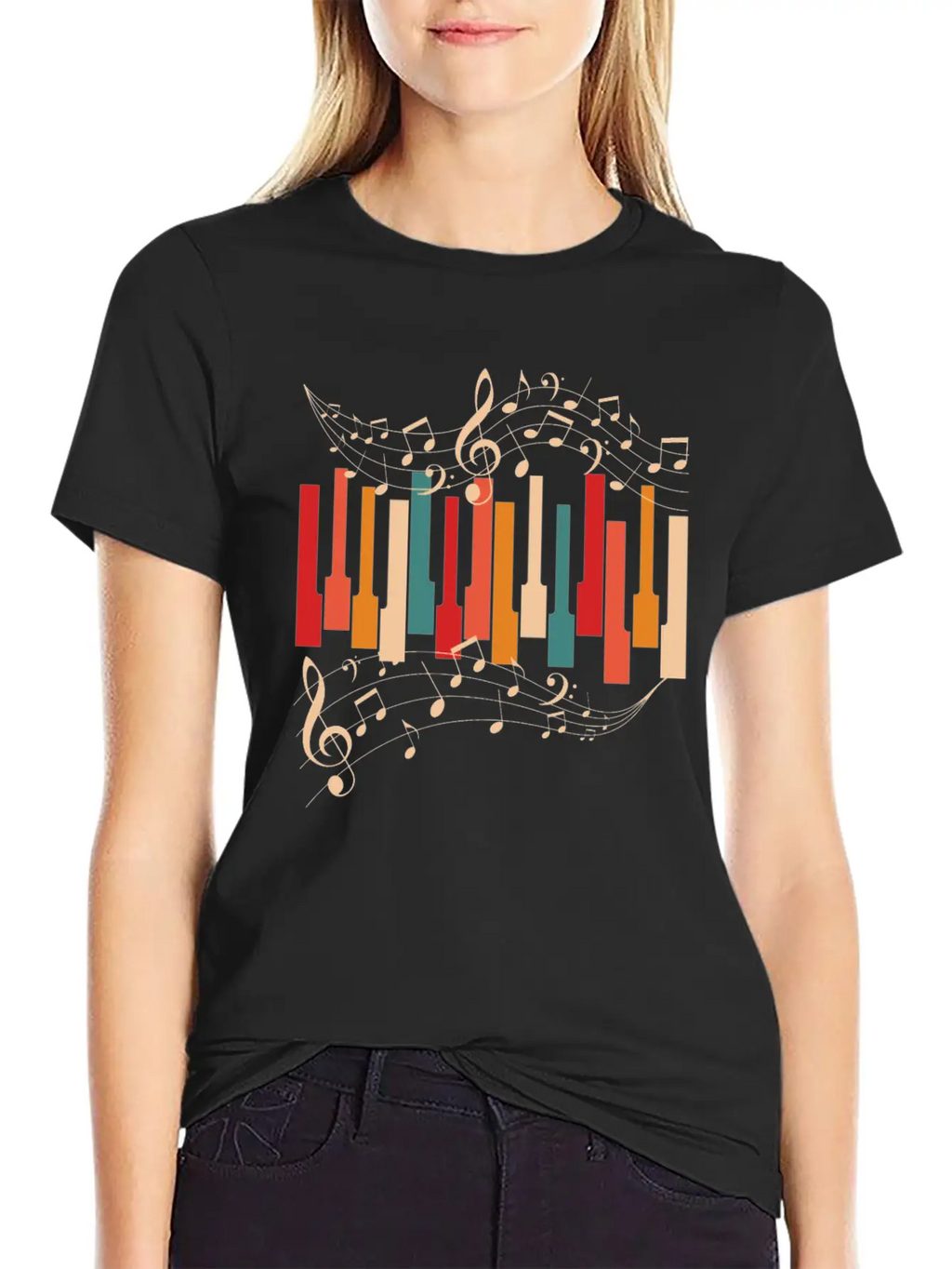 Retro Style Piano Musician Essential Cotton Tee For Daily Outfits – Unisex Style