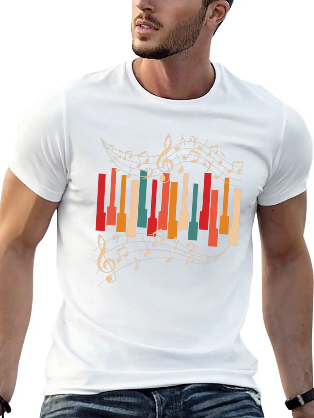 Retro Style Piano Musician Essential Cotton Tee For Daily Outfits – Unisex Style