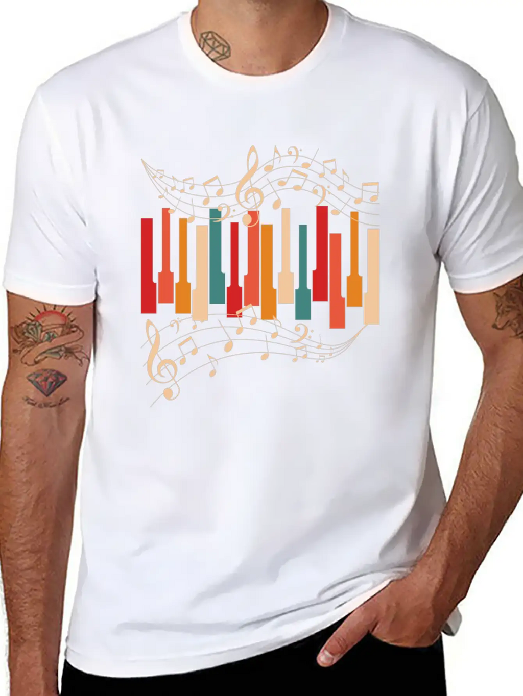 Retro Style Piano Musician Essential Cotton Tee For Daily Outfits – Unisex Style