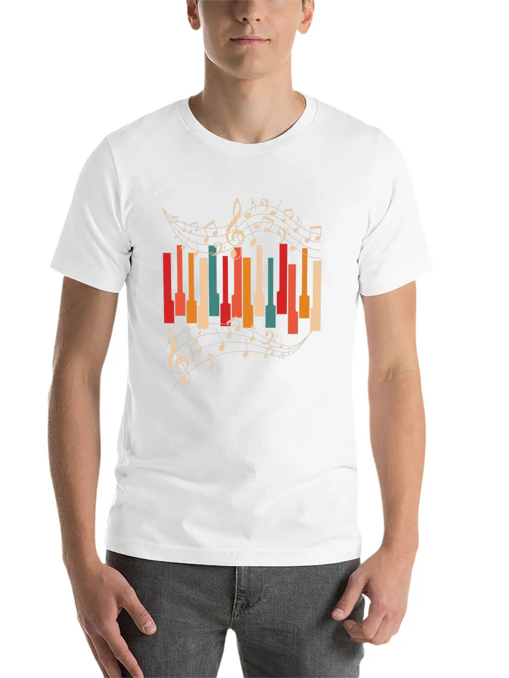 Retro Style Piano Musician Essential Cotton Tee For Daily Outfits – Unisex Style