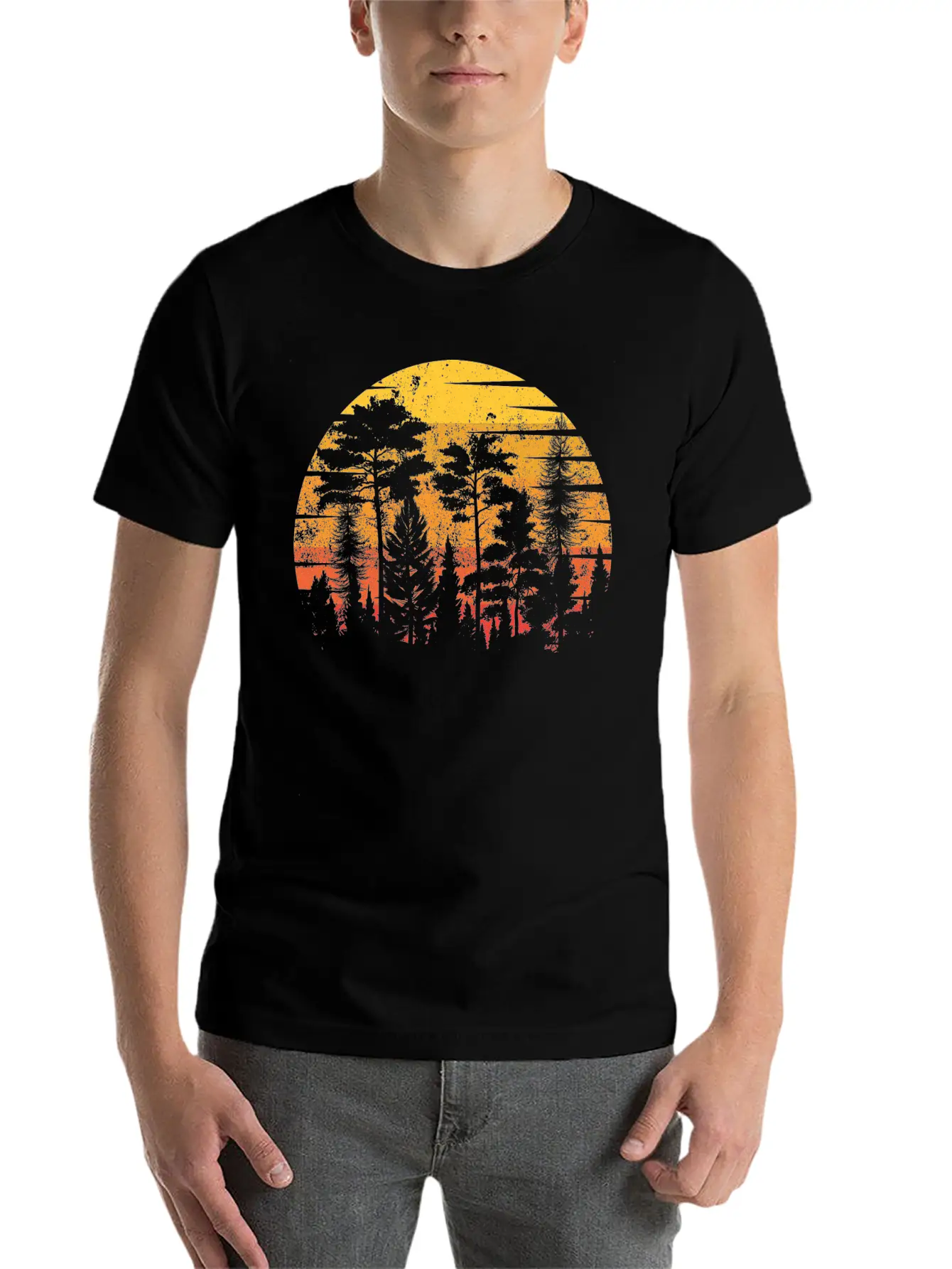 Retro Style Wildlife Trees Outdoors Nature Forest Unisex Short Sleeve Soft Cotton T-Shirt – Casual Everyday Wear