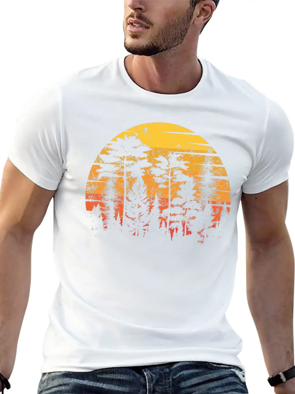 Retro Style Wildlife Trees Outdoors Nature Forest Unisex Short Sleeve Soft Cotton T-Shirt – Casual Everyday Wear