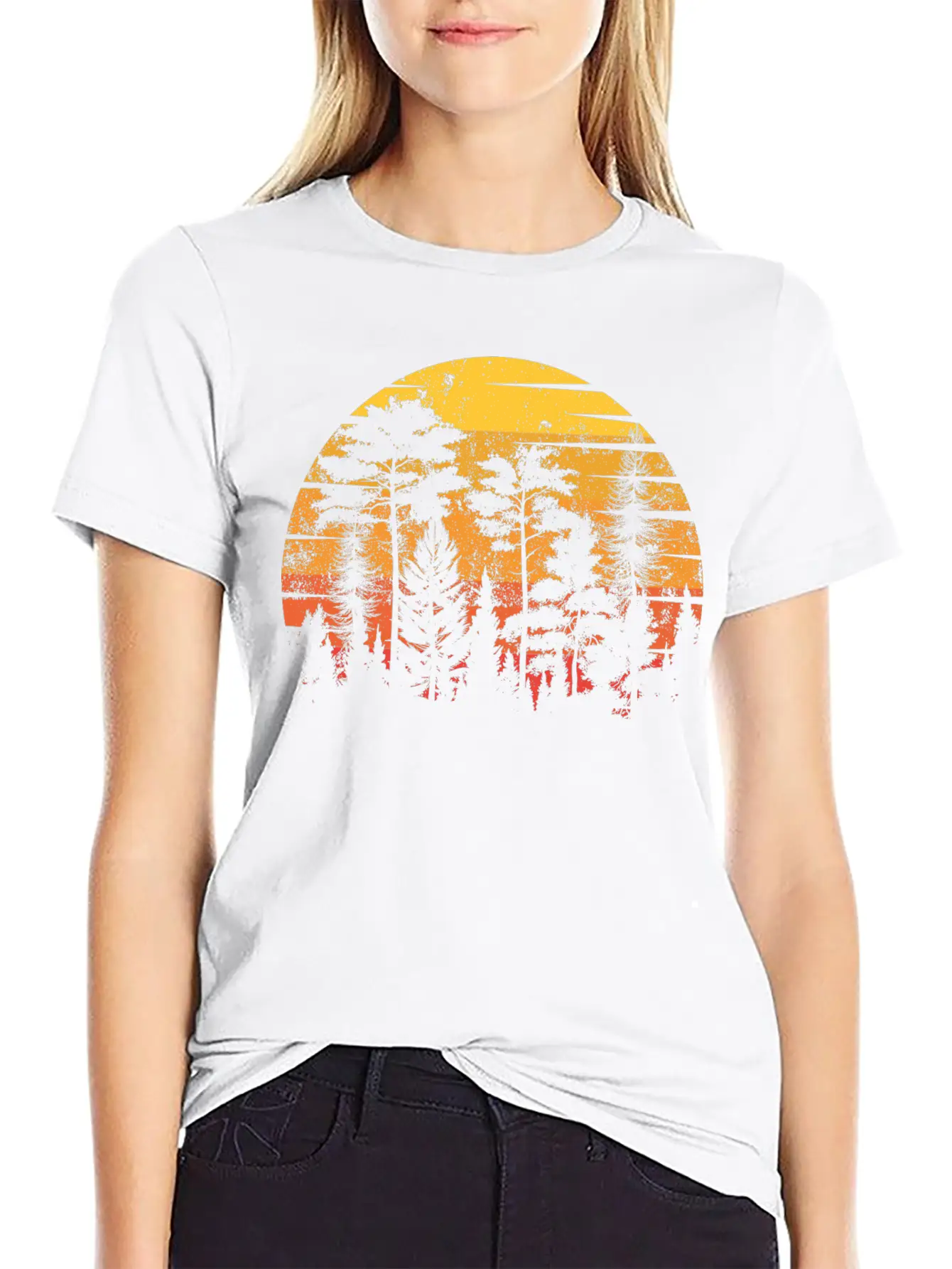 Retro Style Wildlife Trees Outdoors Nature Forest Unisex Short Sleeve Soft Cotton T-Shirt – Casual Everyday Wear