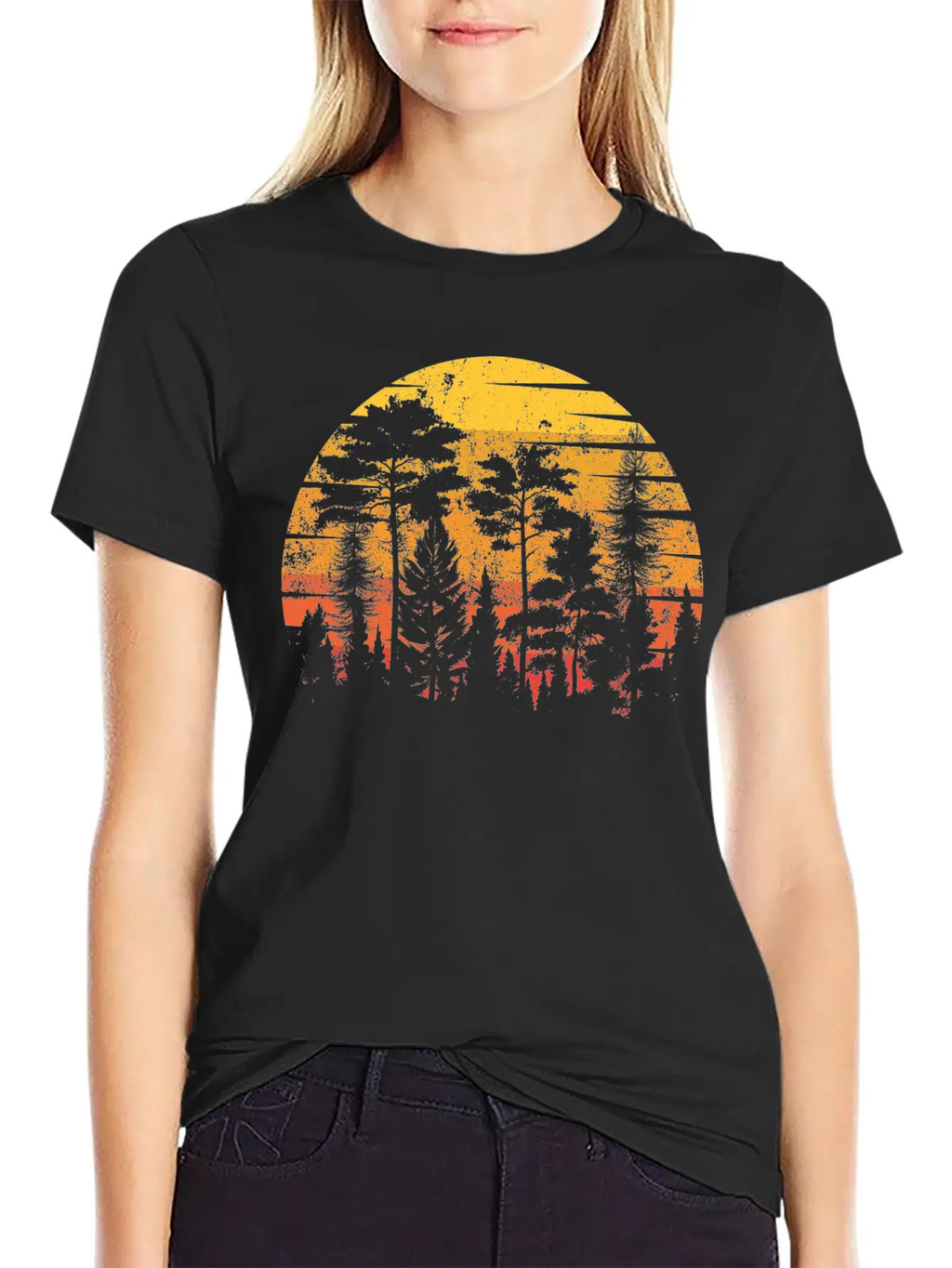 Retro Style Wildlife Trees Outdoors Nature Forest Unisex Short Sleeve Soft Cotton T-Shirt – Casual Everyday Wear