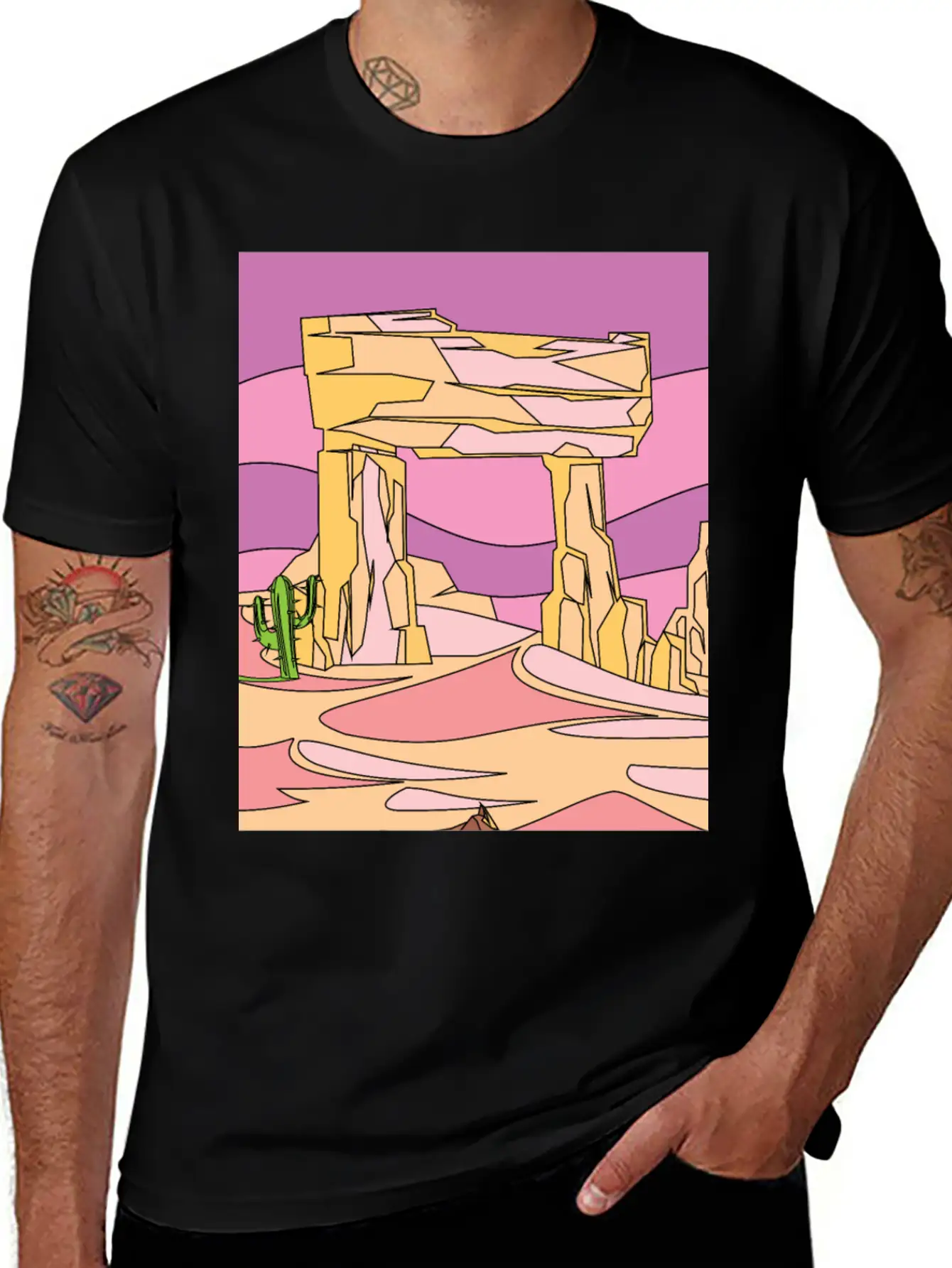 Retro Sunset In The Desert Casual Graphic T-Shirt – Simple And Comfortable Daily Wear