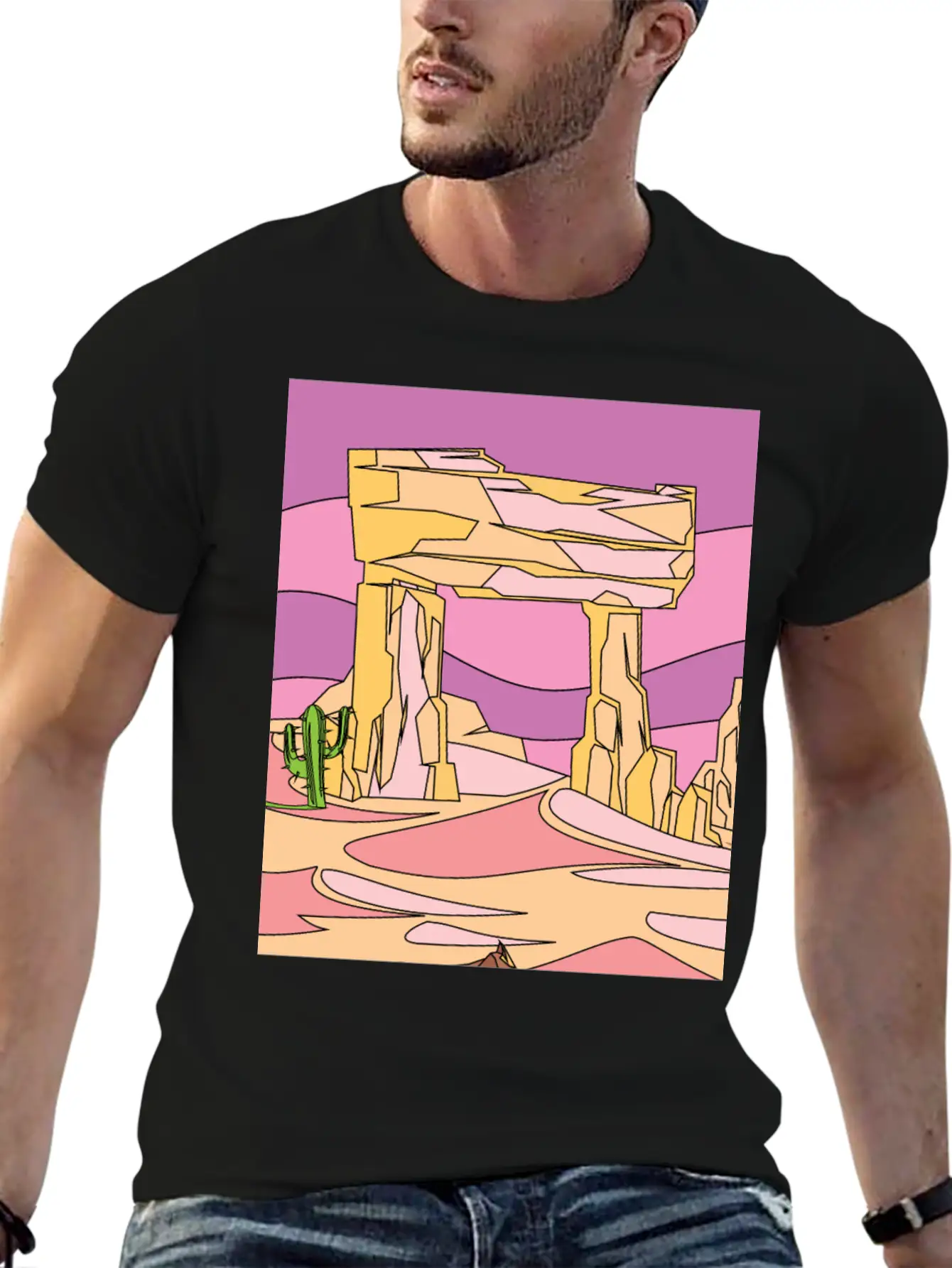Retro Sunset In The Desert Casual Graphic T-Shirt – Simple And Comfortable Daily Wear