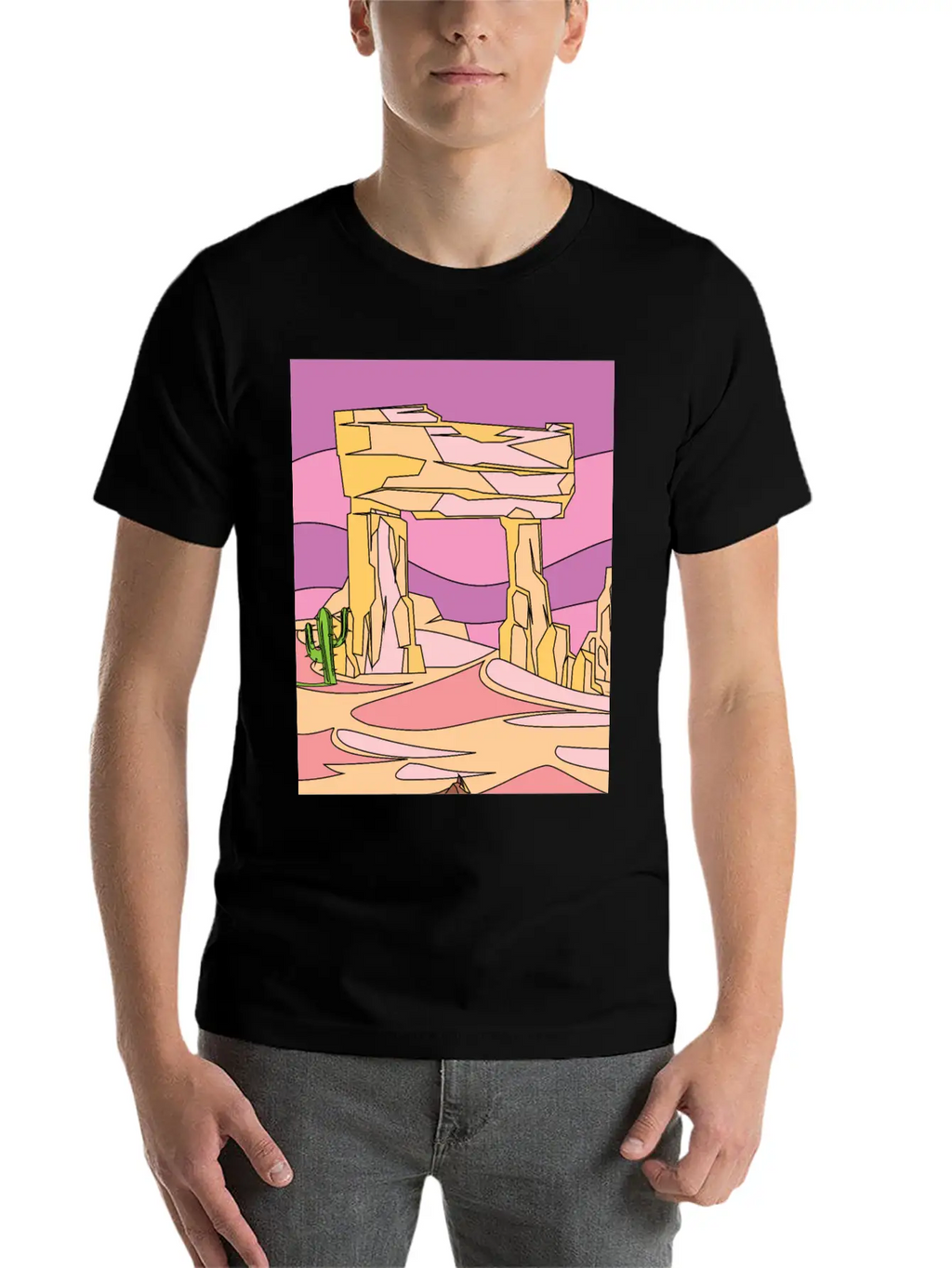Retro Sunset In The Desert Casual Graphic T-Shirt – Simple And Comfortable Daily Wear