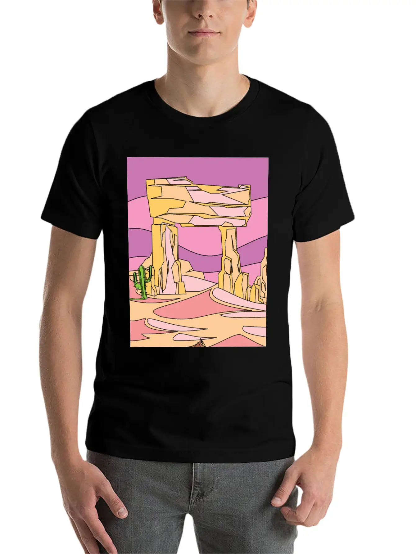 Retro Sunset In The Desert Casual Graphic T-Shirt – Simple And Comfortable Daily Wear