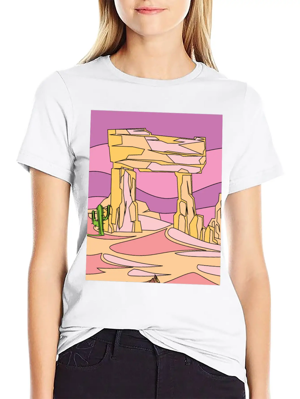 Retro Sunset In The Desert Casual Graphic T-Shirt – Simple And Comfortable Daily Wear