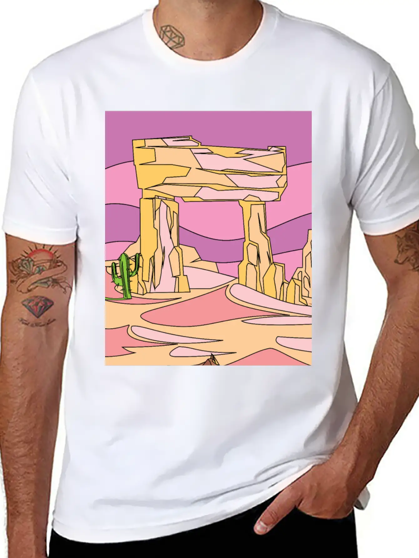 Retro Sunset In The Desert Casual Graphic T-Shirt – Simple And Comfortable Daily Wear