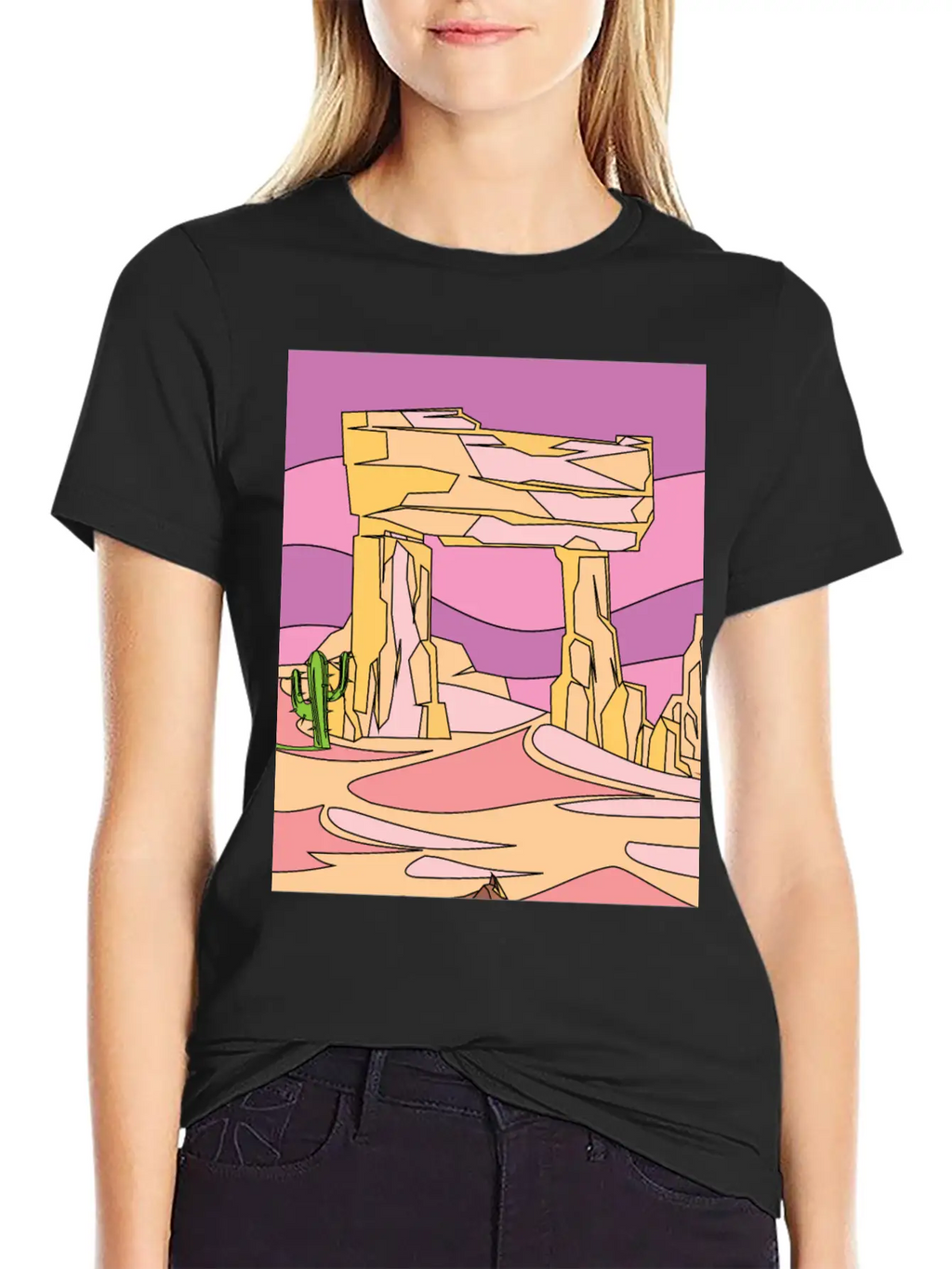 Retro Sunset In The Desert Casual Graphic T-Shirt – Simple And Comfortable Daily Wear