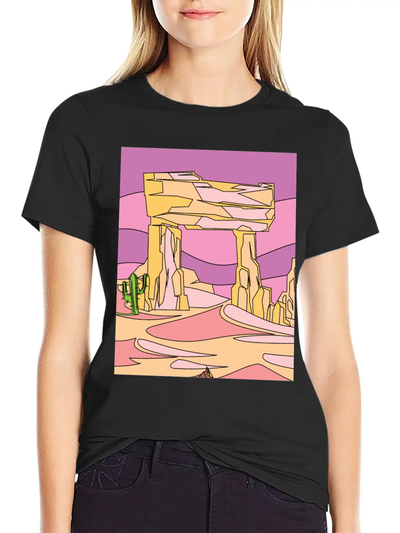 Retro Sunset In The Desert Casual Graphic T-Shirt – Simple And Comfortable Daily Wear