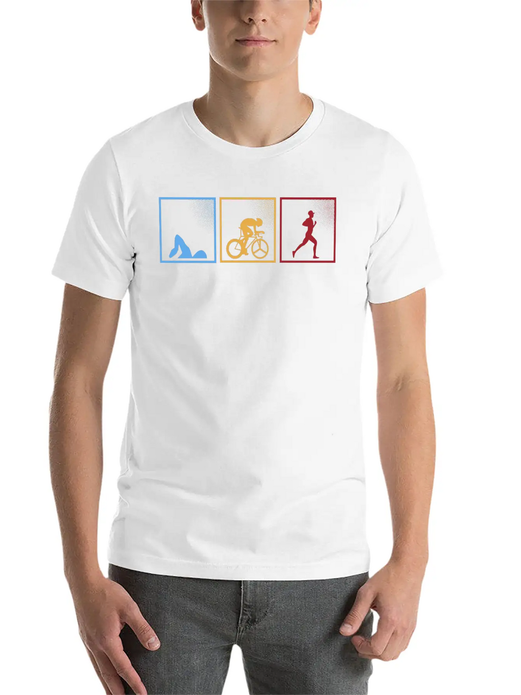 Retro Triathlon Swimming Cycling Running Athlete Unisex Short Sleeve Soft Cotton T-Shirt – Casual Everyday Wear