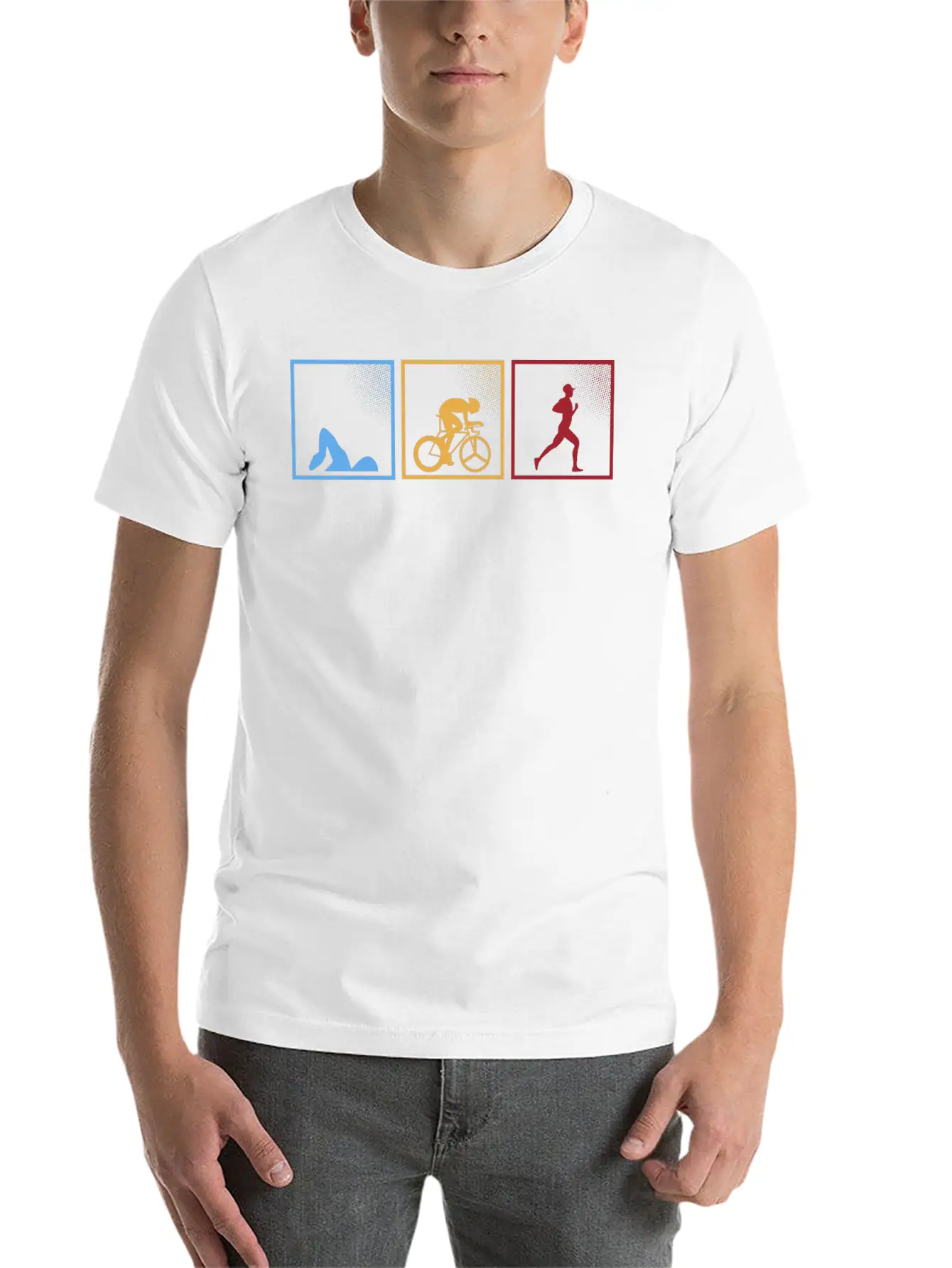 Retro Triathlon Swimming Cycling Running Athlete Unisex Short Sleeve Soft Cotton T-Shirt – Casual Everyday Wear