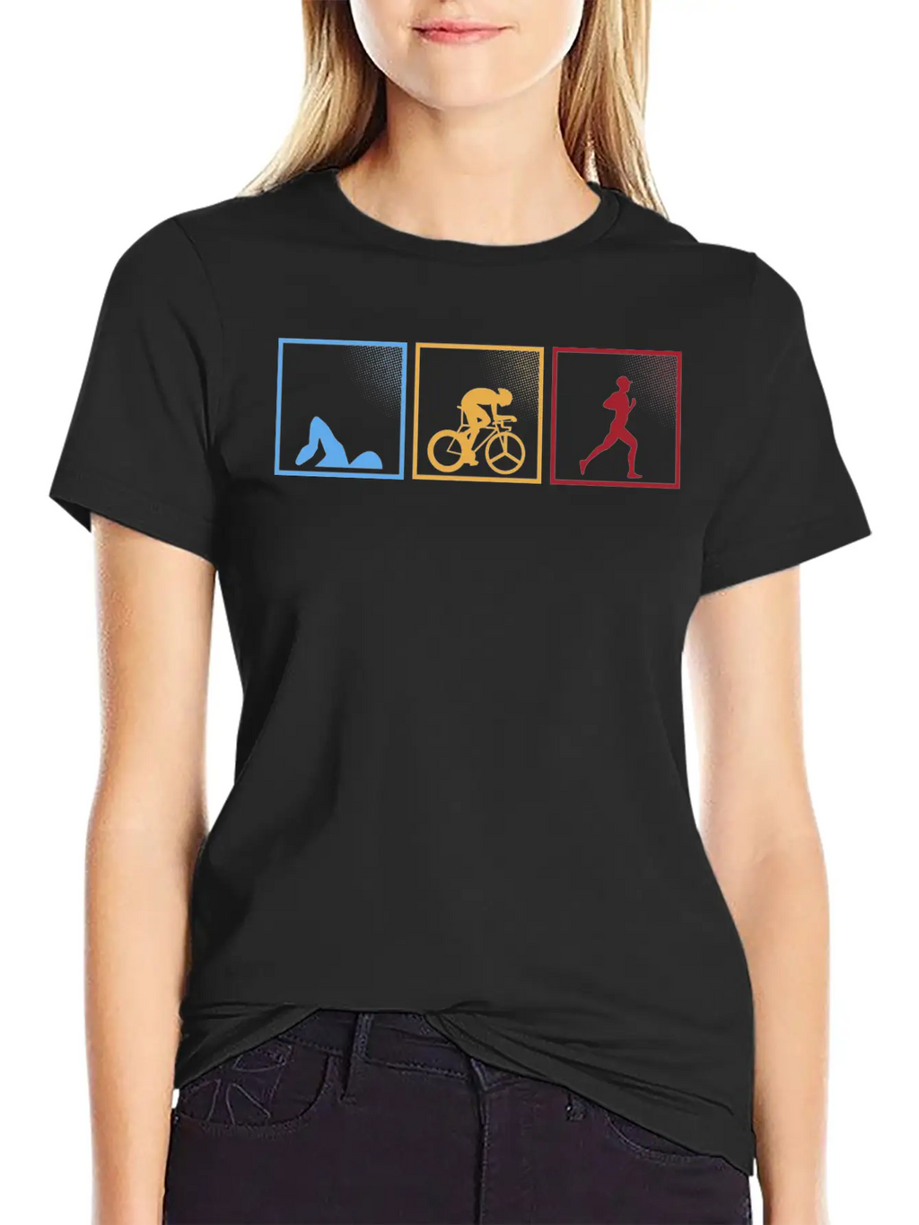 Retro Triathlon Swimming Cycling Running Athlete Unisex Short Sleeve Soft Cotton T-Shirt – Casual Everyday Wear
