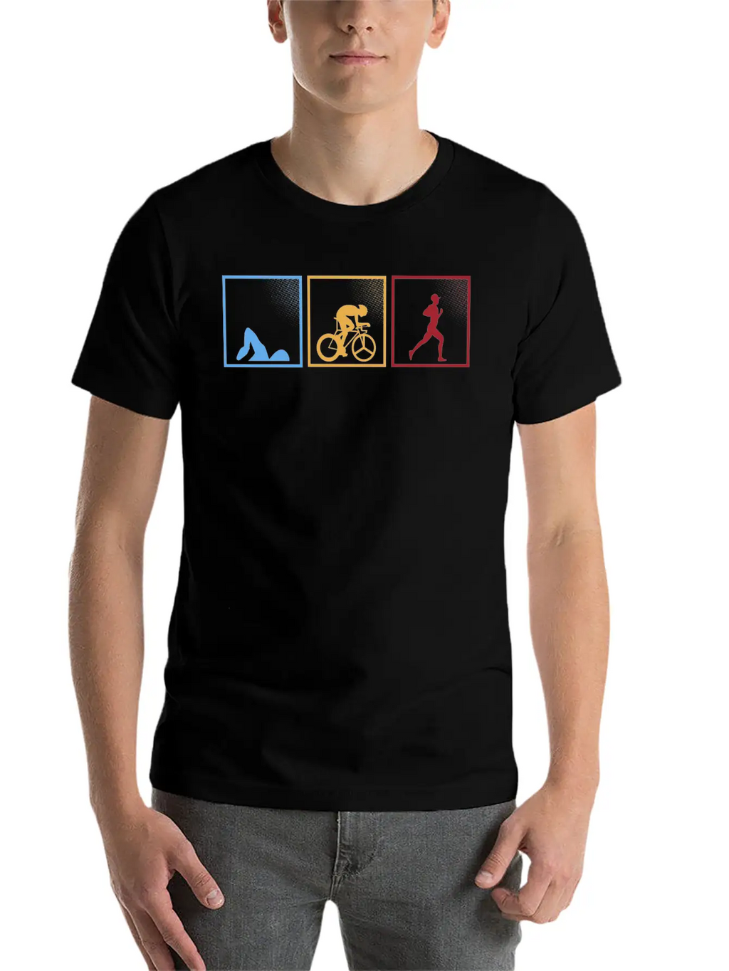 Retro Triathlon Swimming Cycling Running Athlete Unisex Short Sleeve Soft Cotton T-Shirt – Casual Everyday Wear