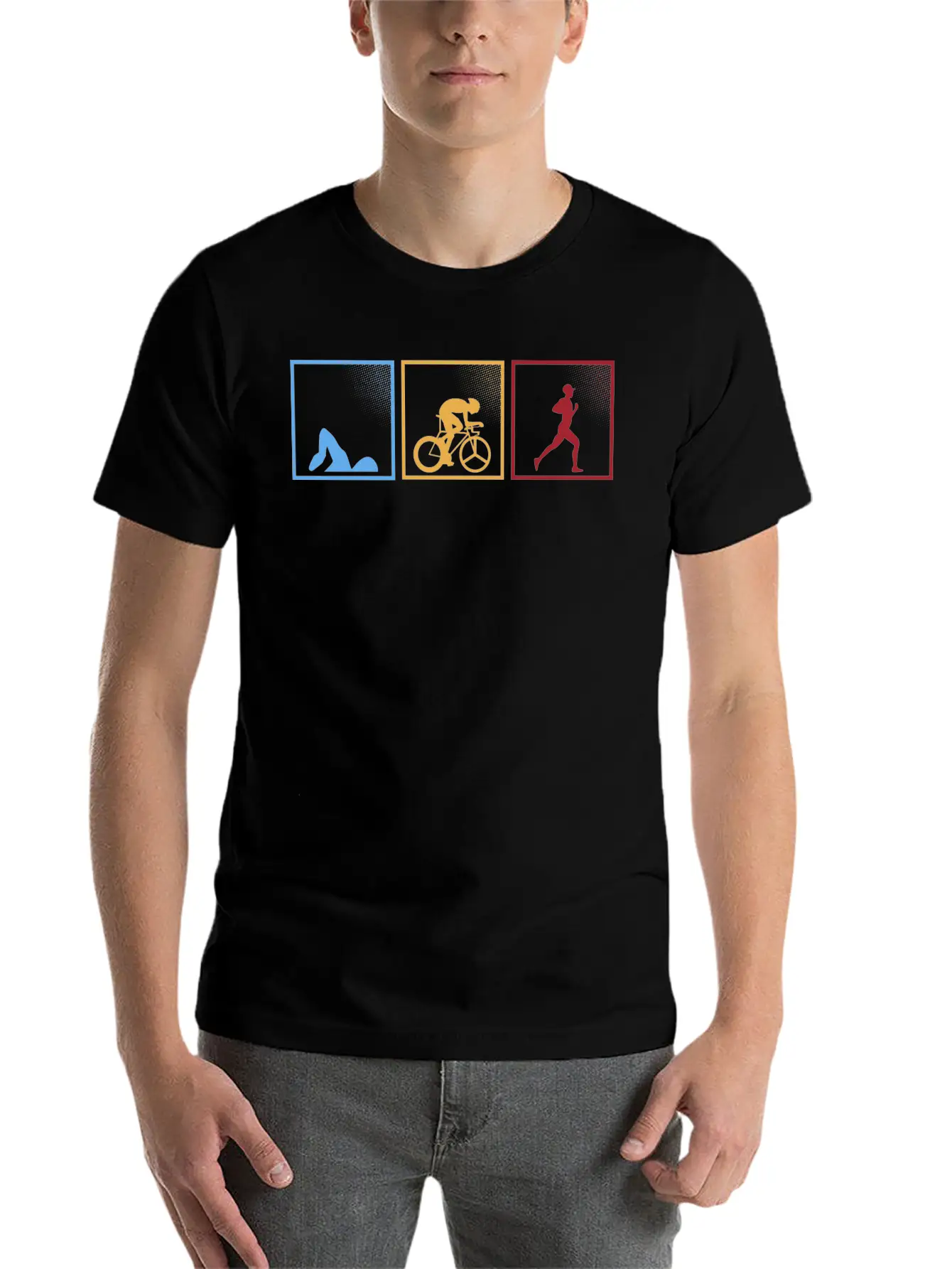 Retro Triathlon Swimming Cycling Running Athlete Unisex Short Sleeve Soft Cotton T-Shirt – Casual Everyday Wear