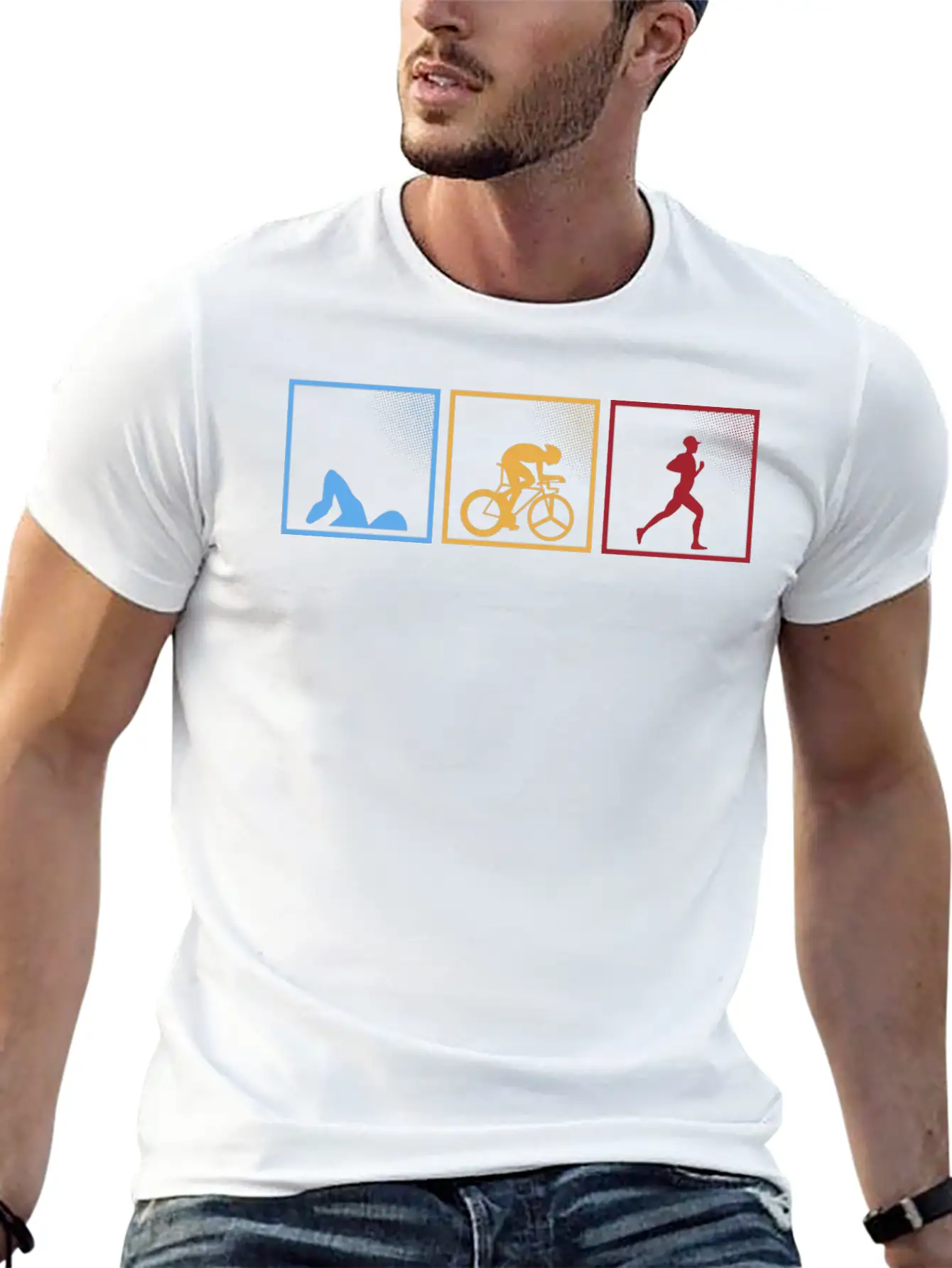 Retro Triathlon Swimming Cycling Running Athlete Unisex Short Sleeve Soft Cotton T-Shirt – Casual Everyday Wear