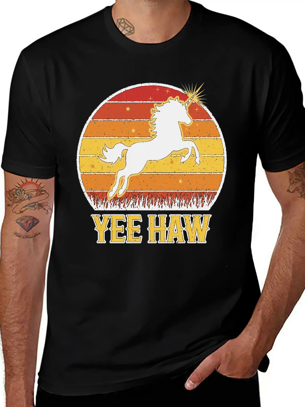 Retro Unicorn Yee-Haw Unisex Casual T-Shirt – Clean Design For Daily Comfort
