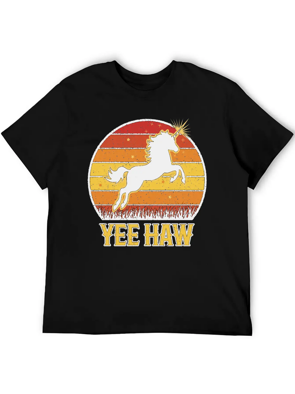 Retro Unicorn Yee-Haw Unisex Casual T-Shirt – Clean Design For Daily Comfort