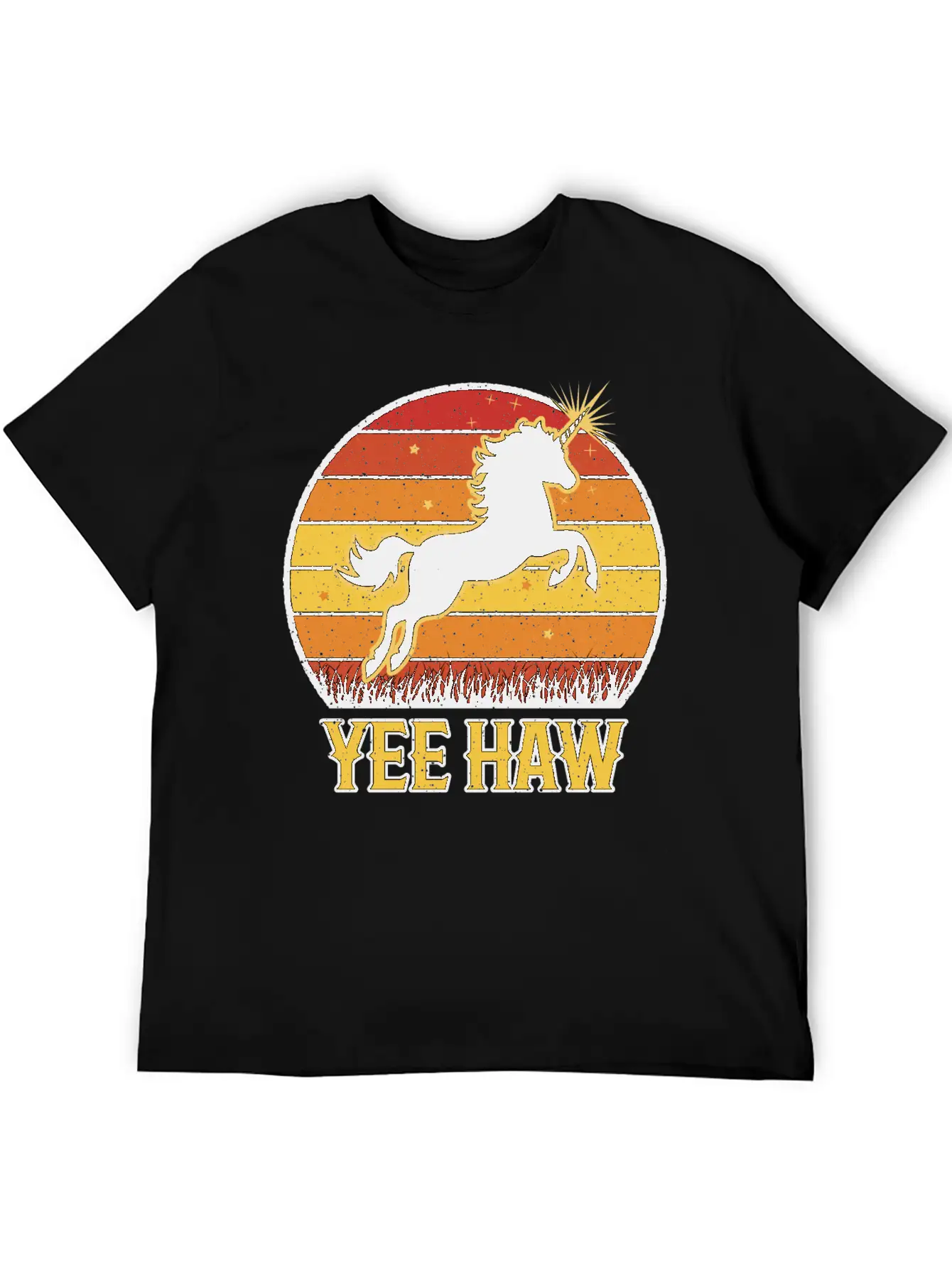 Retro Unicorn Yee-Haw Unisex Casual T-Shirt – Clean Design For Daily Comfort