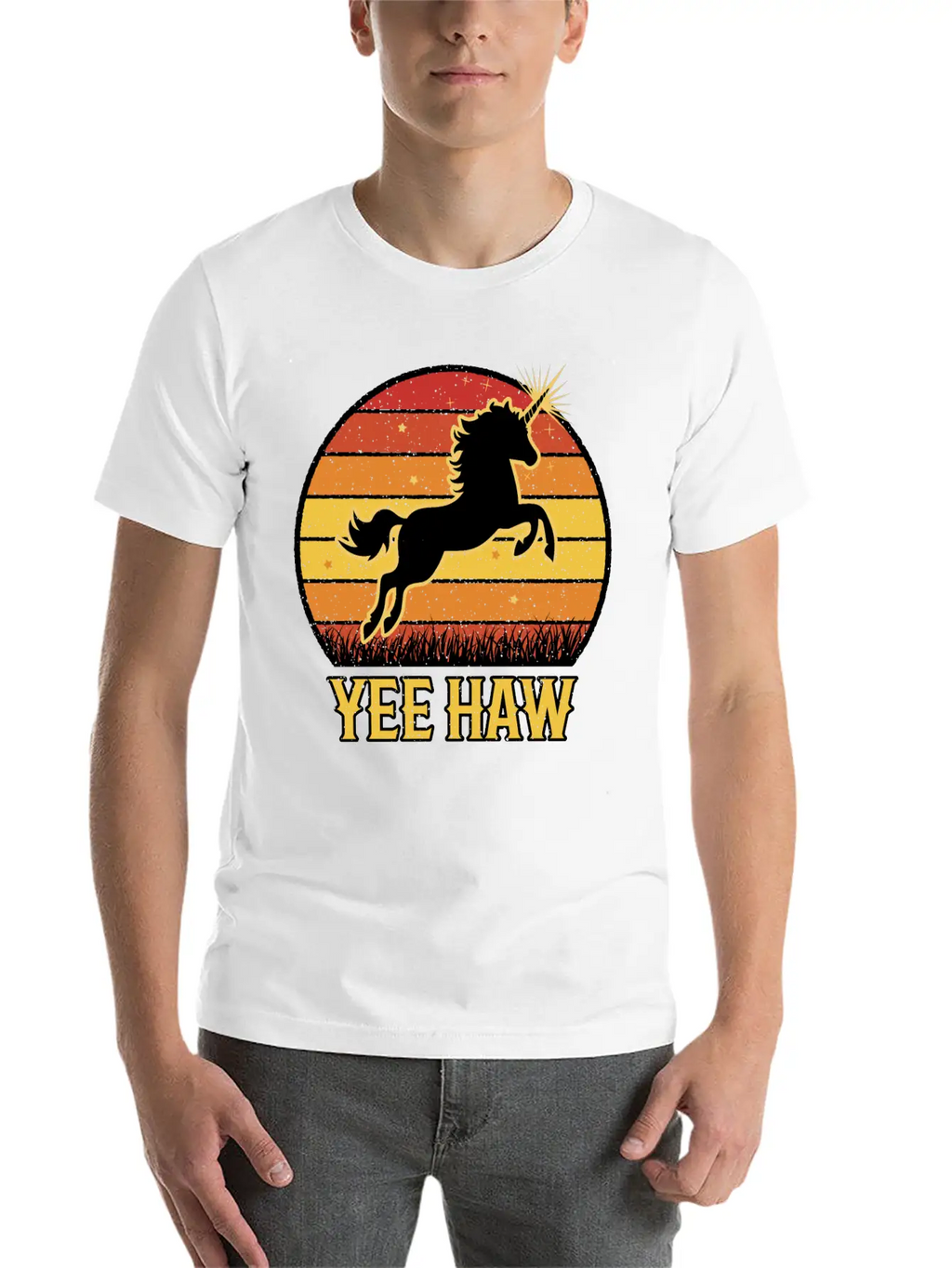 Retro Unicorn Yee-Haw Unisex Casual T-Shirt – Clean Design For Daily Comfort