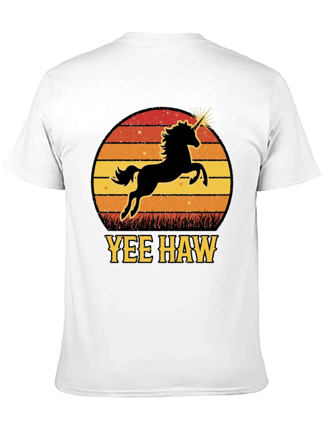 Retro Unicorn Yee-Haw Unisex Casual T-Shirt – Clean Design For Daily Comfort