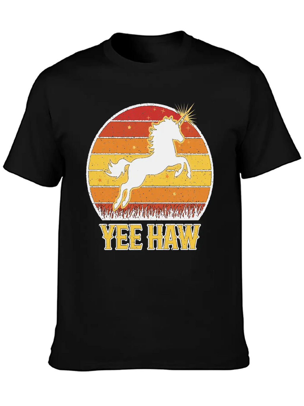 Retro Unicorn Yee-Haw Unisex Casual T-Shirt – Clean Design For Daily Comfort