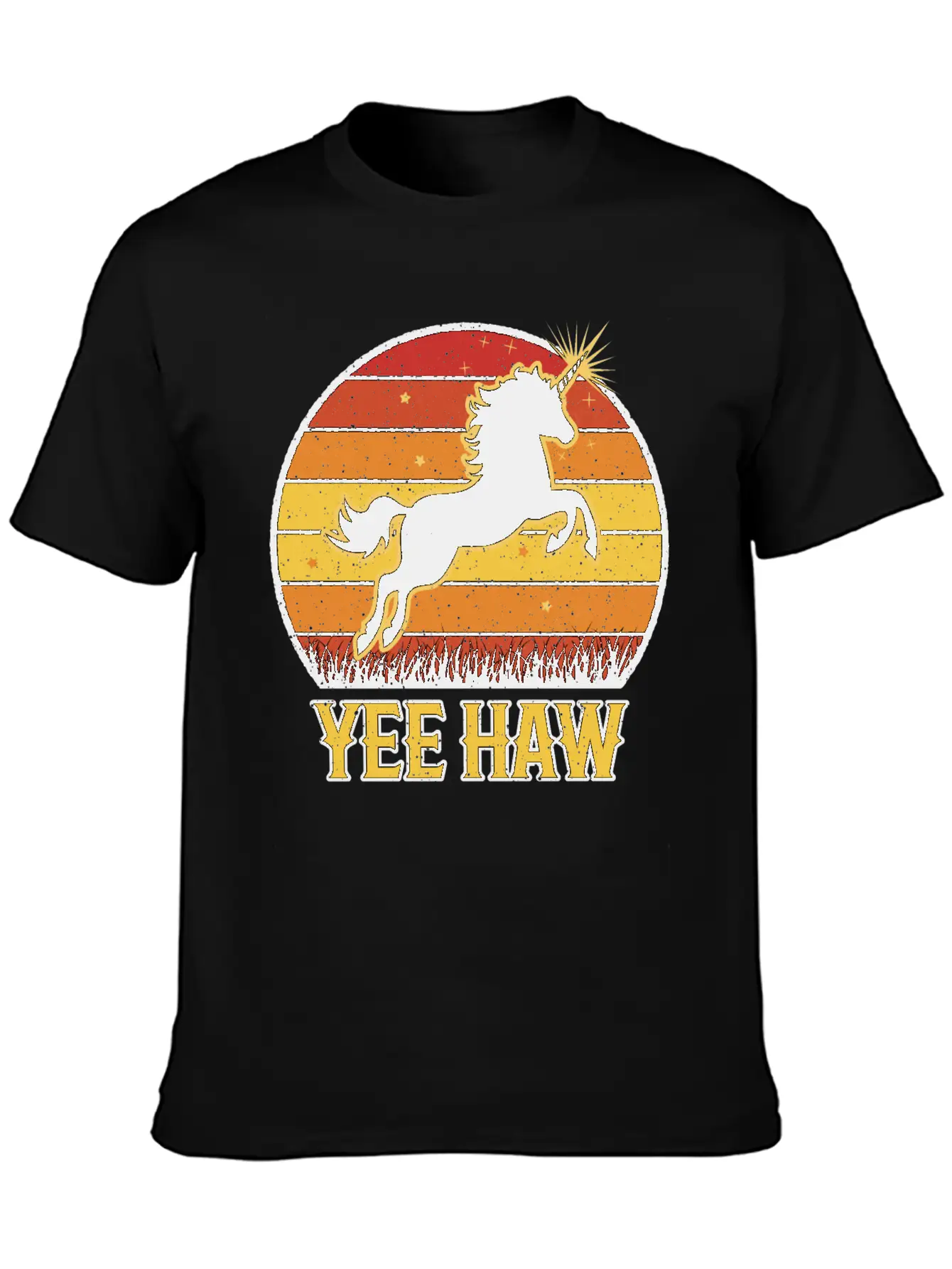 Retro Unicorn Yee-Haw Unisex Casual T-Shirt – Clean Design For Daily Comfort