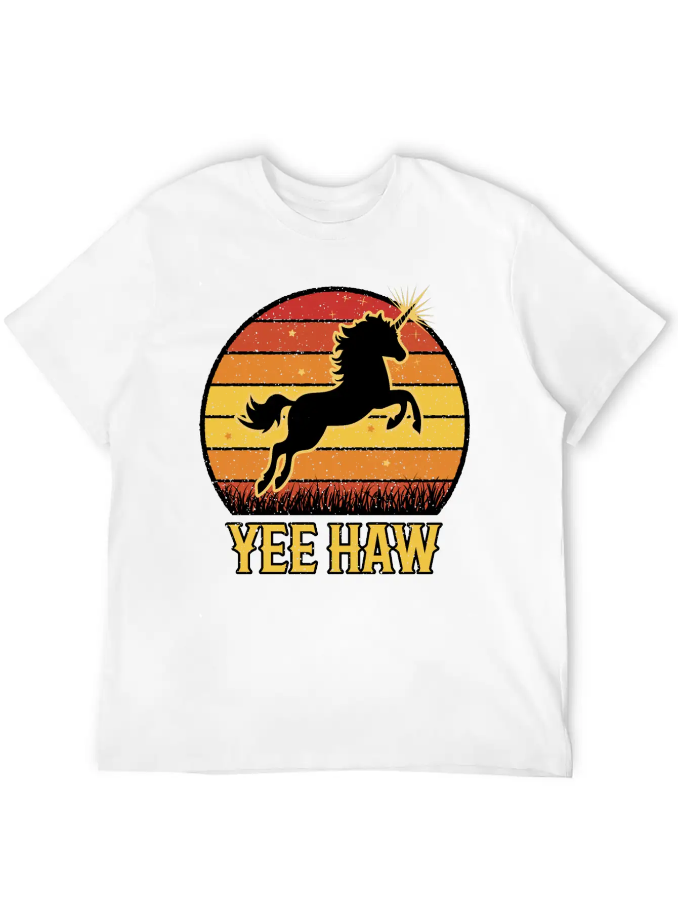 Retro Unicorn Yee-Haw Unisex Casual T-Shirt – Clean Design For Daily Comfort