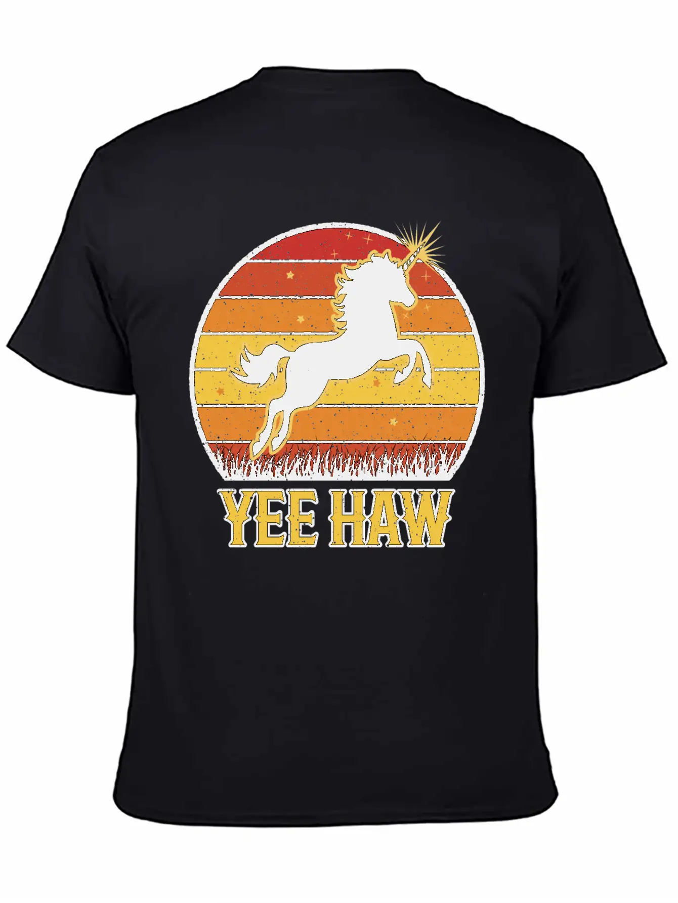Retro Unicorn Yee-Haw Unisex Casual T-Shirt – Clean Design For Daily Comfort