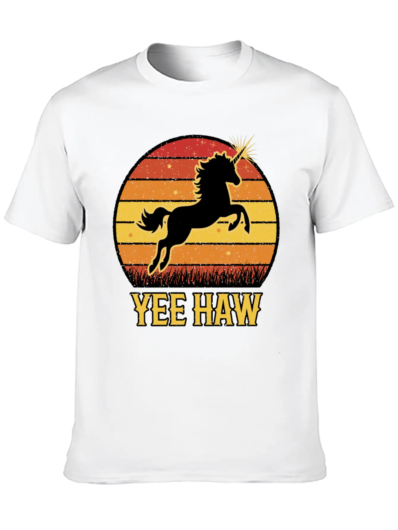 Retro Unicorn Yee-Haw Unisex Casual T-Shirt – Clean Design For Daily Comfort